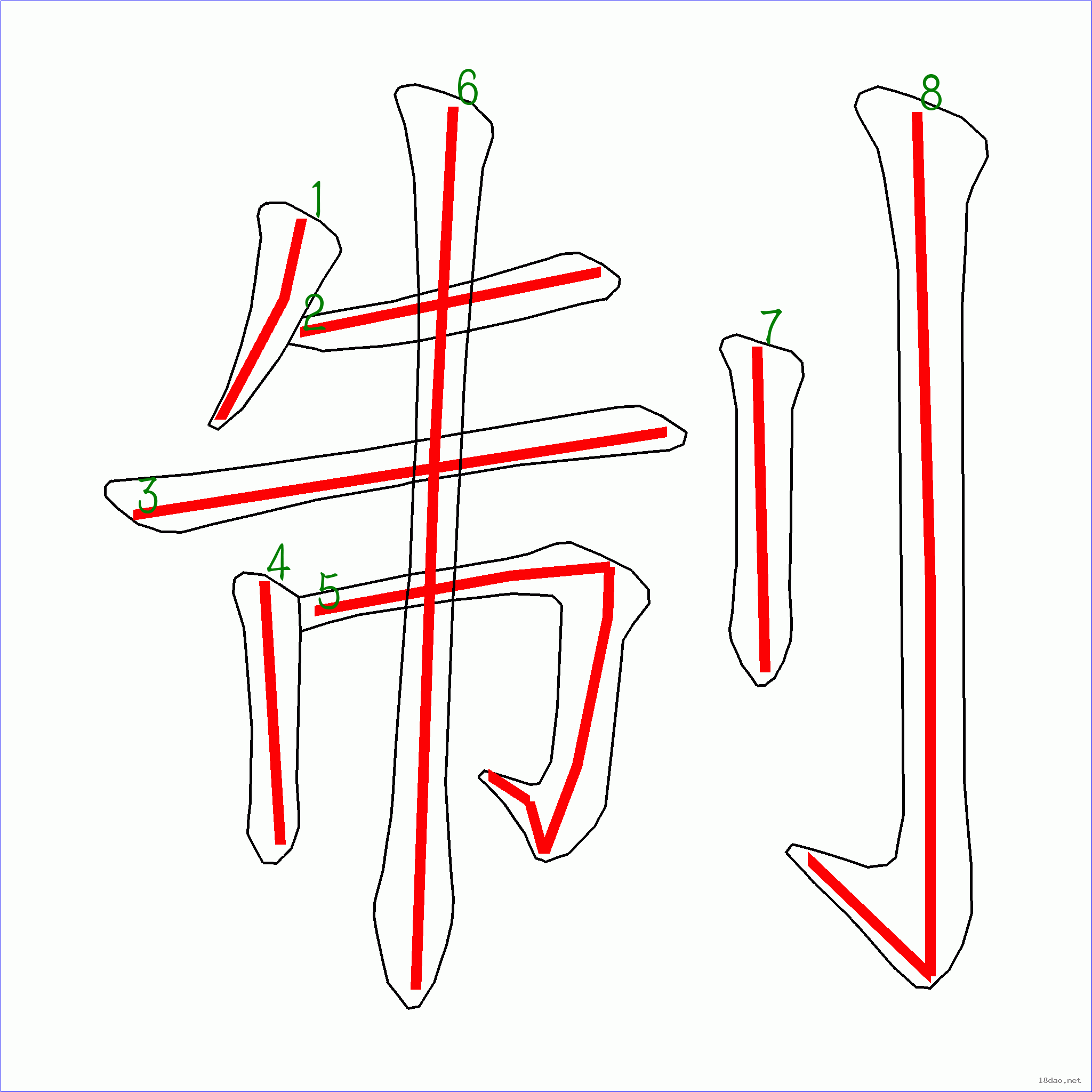 国字 制的笔顺(8画)