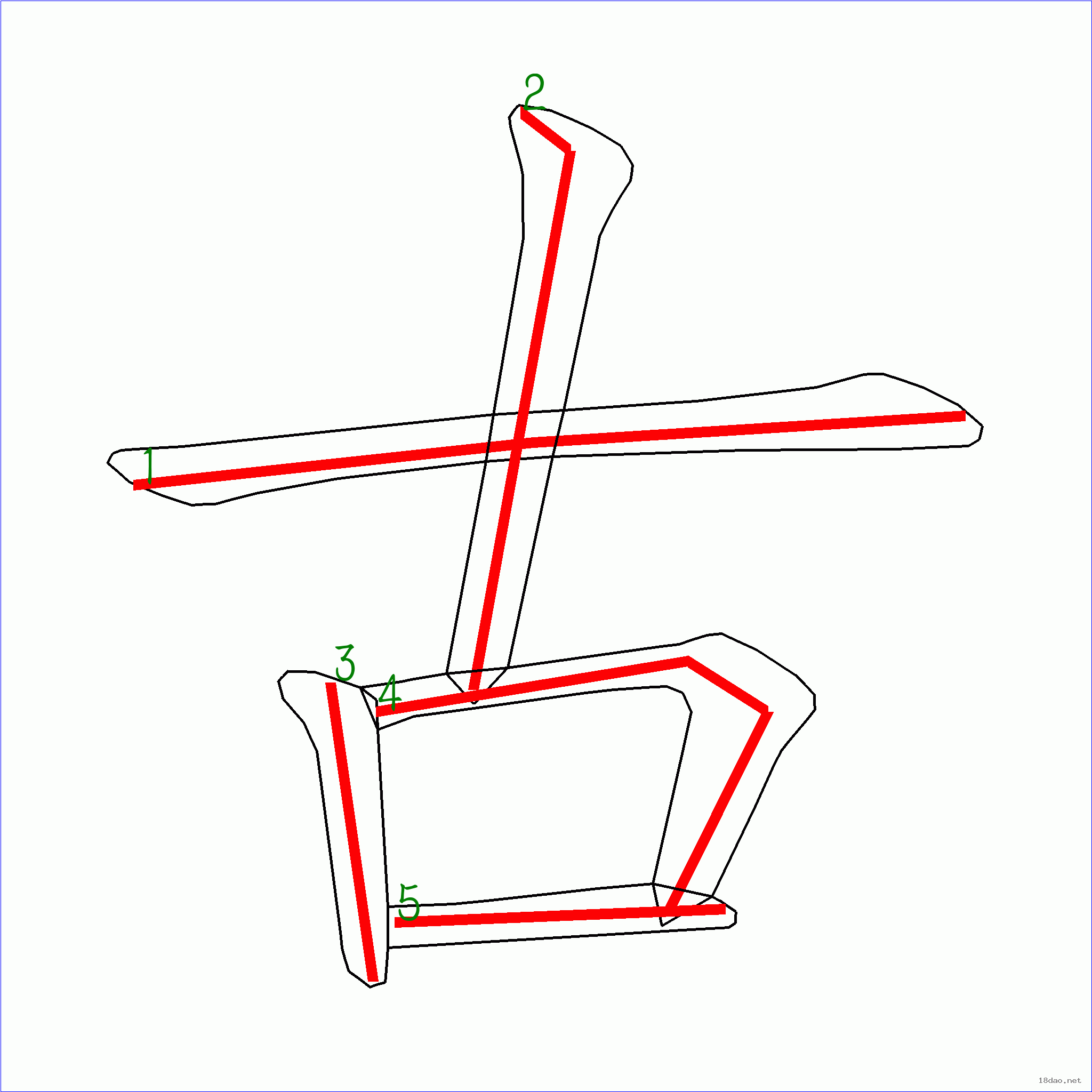 这是本站根据原始xml数据文件原创绘制的汉字外轮廓及笔画走势图