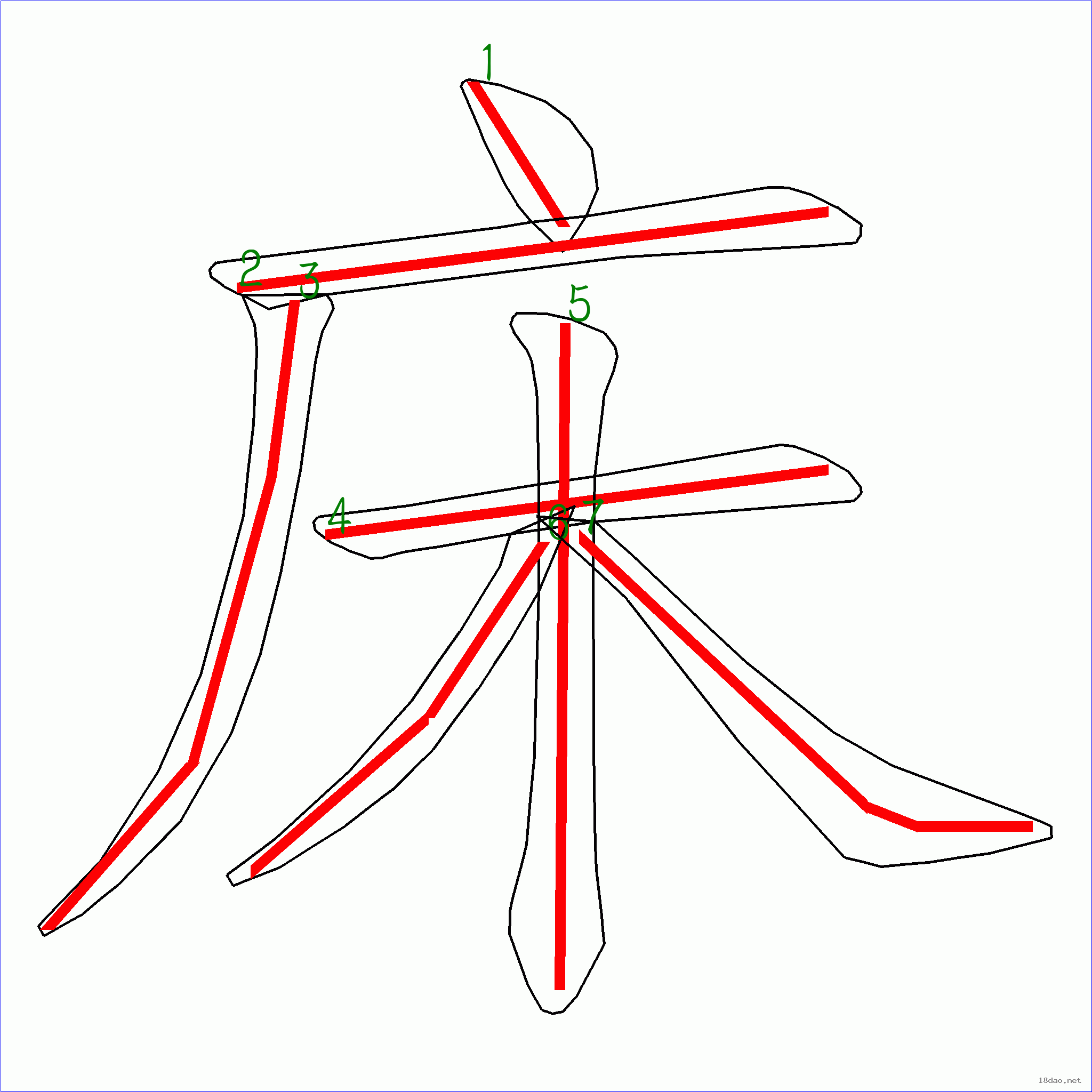 国字床的笔顺7画