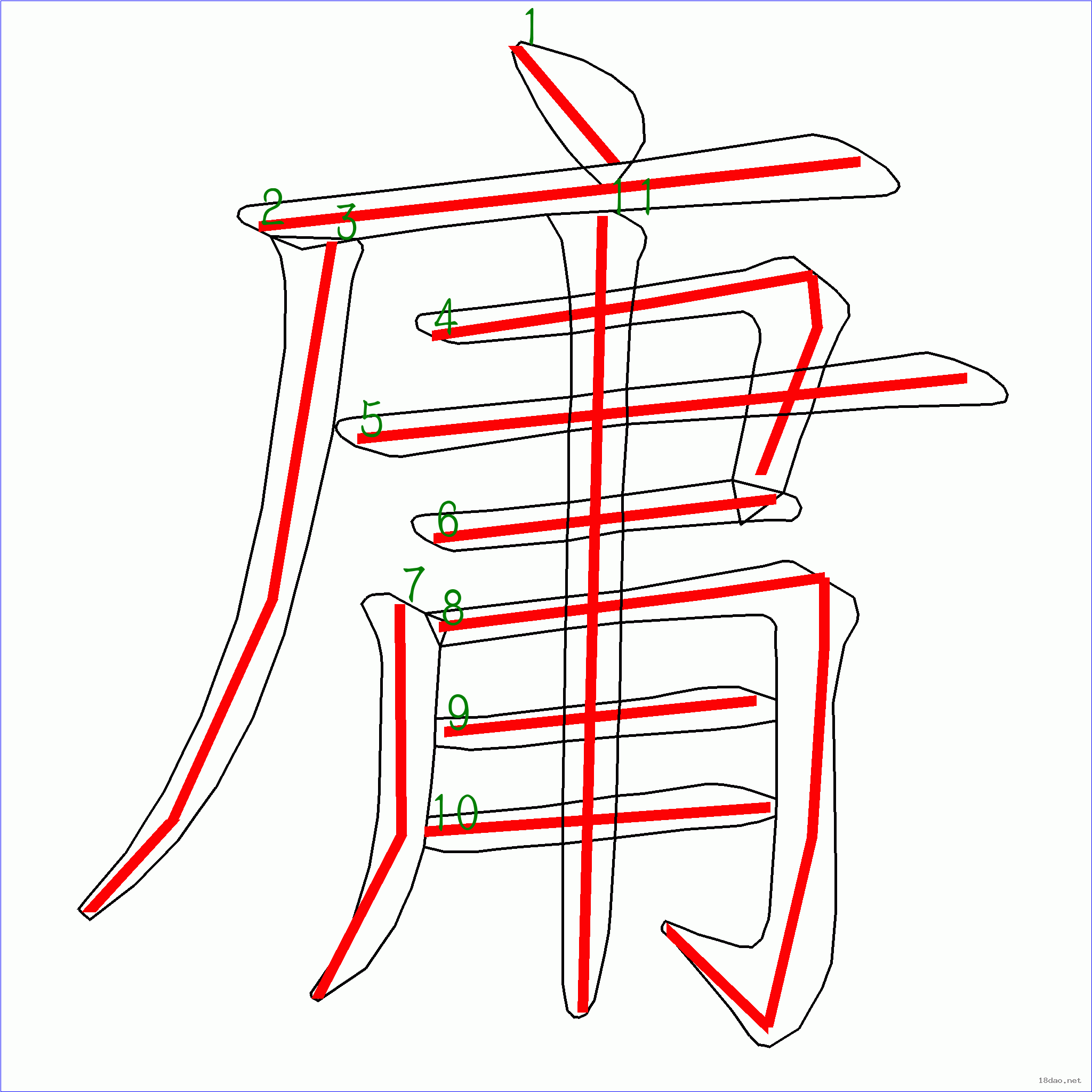 笔画数:11汉字 庸 笔画数 11 笔顺图片 笔顺原始矢量图 1 2 3 4