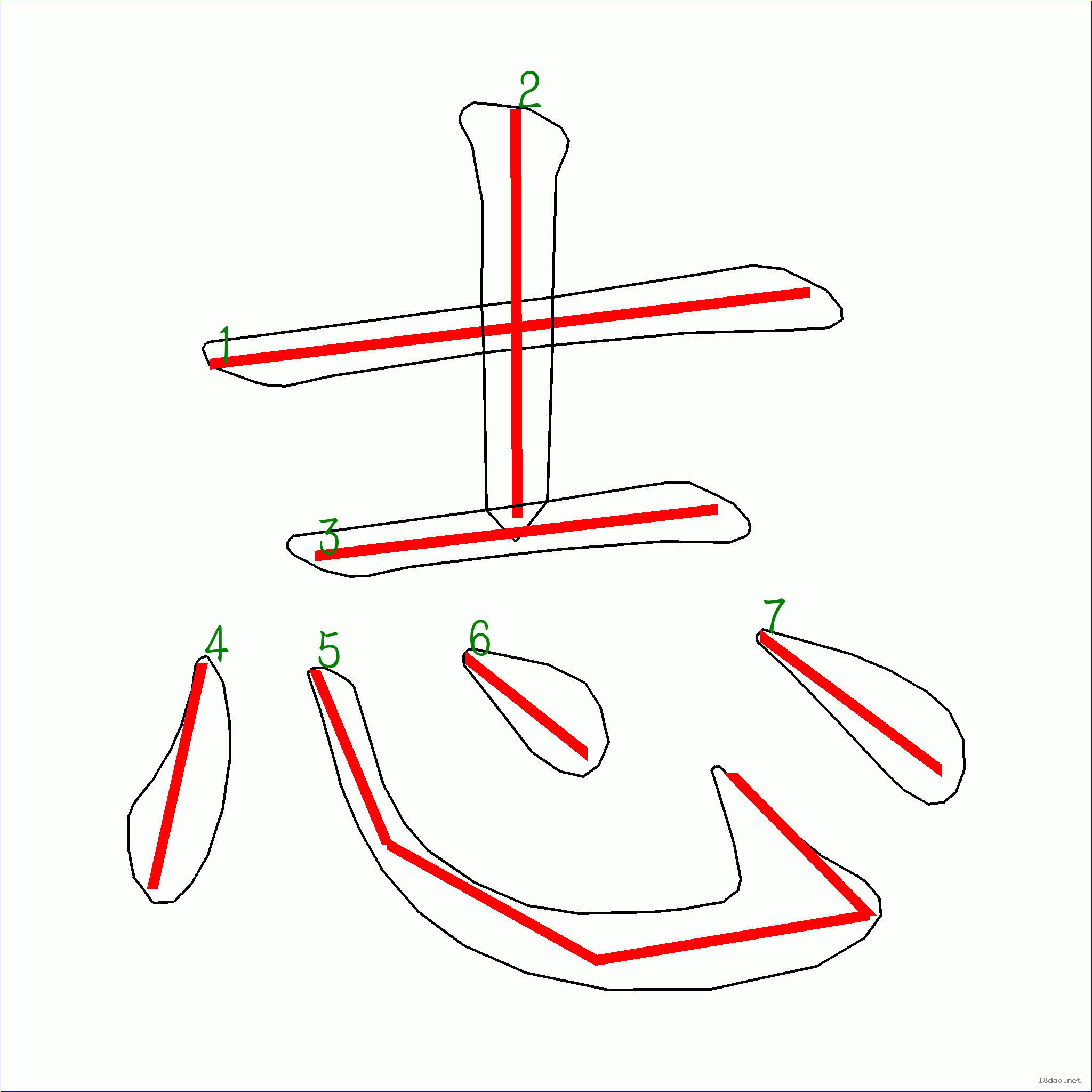 国字 志的笔顺(7画)