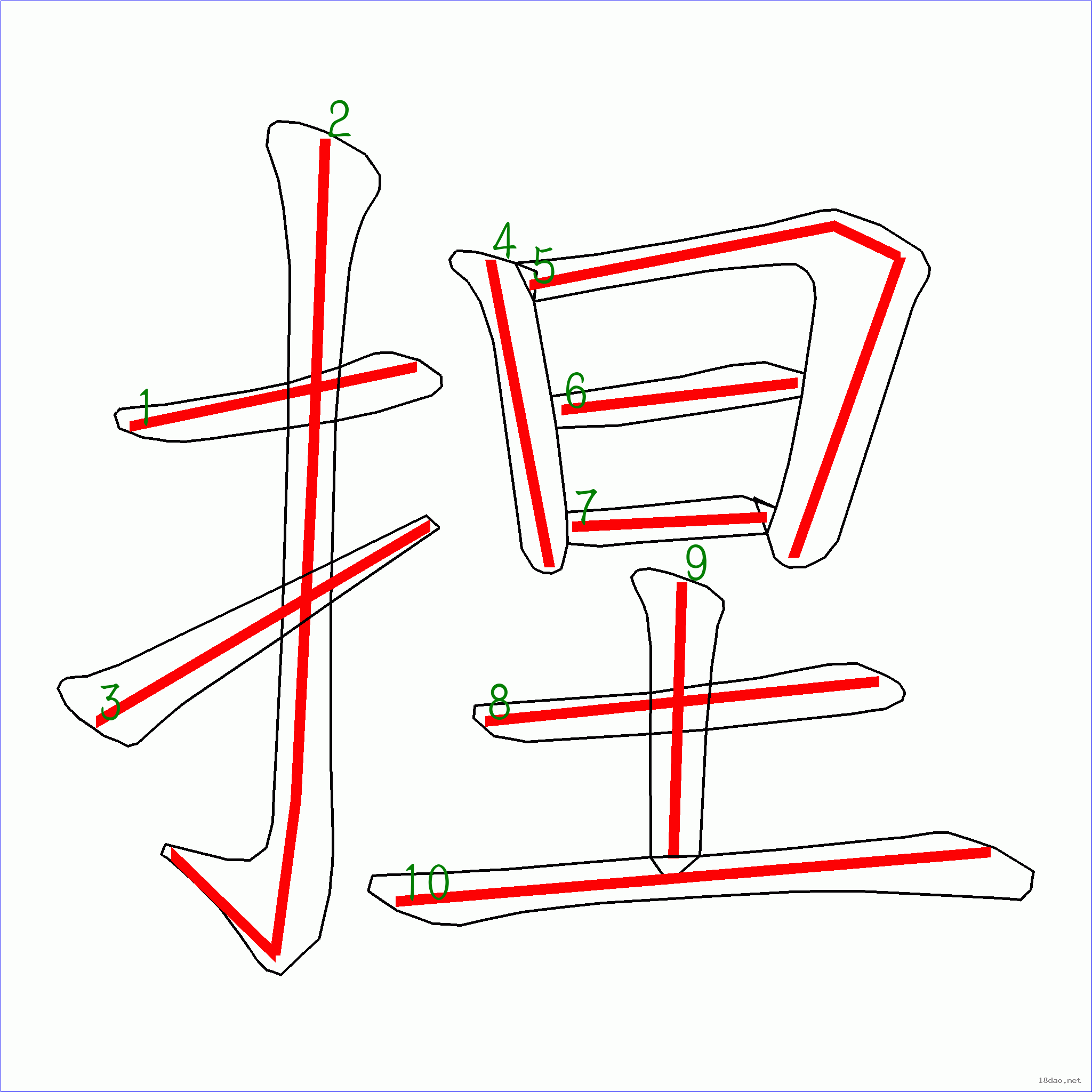 国字捏的笔顺10画