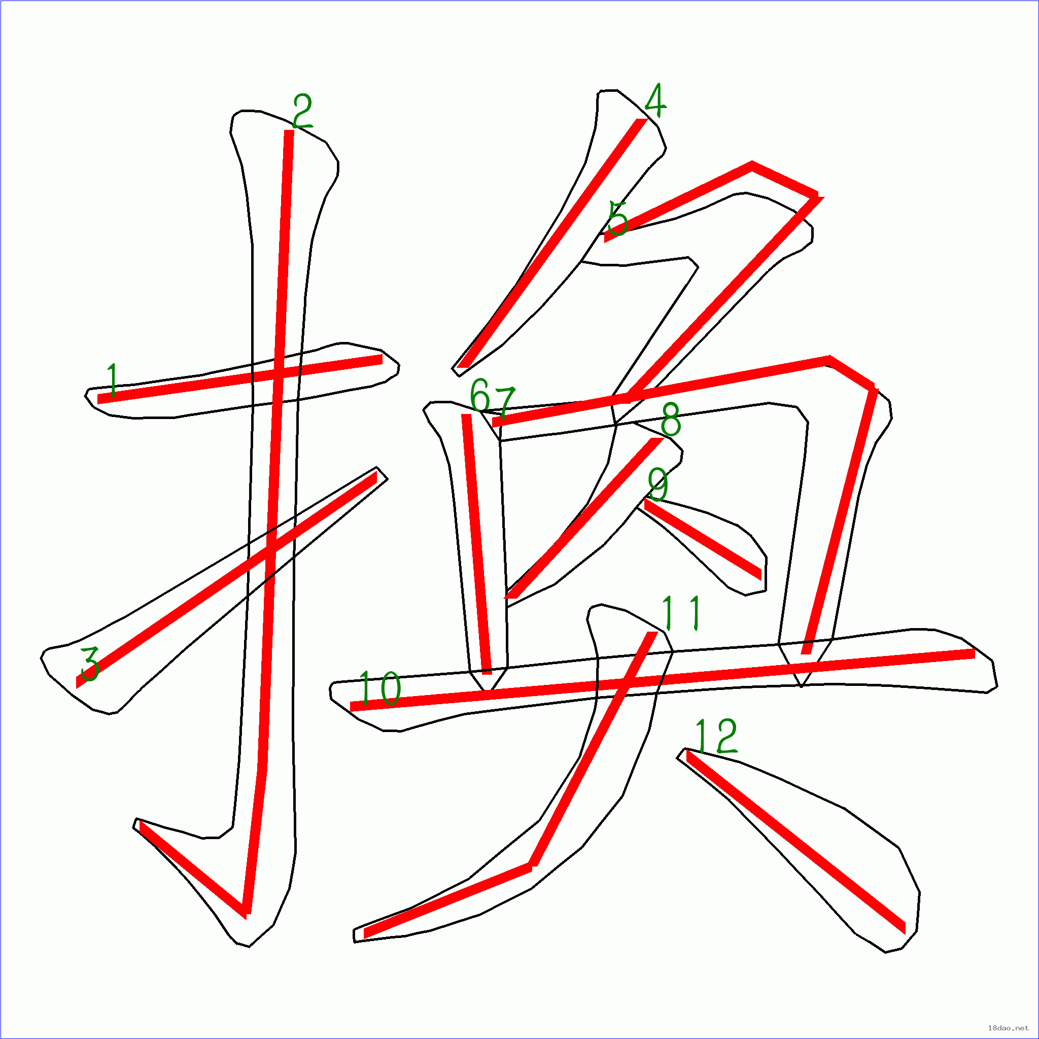 国字换的笔顺12画