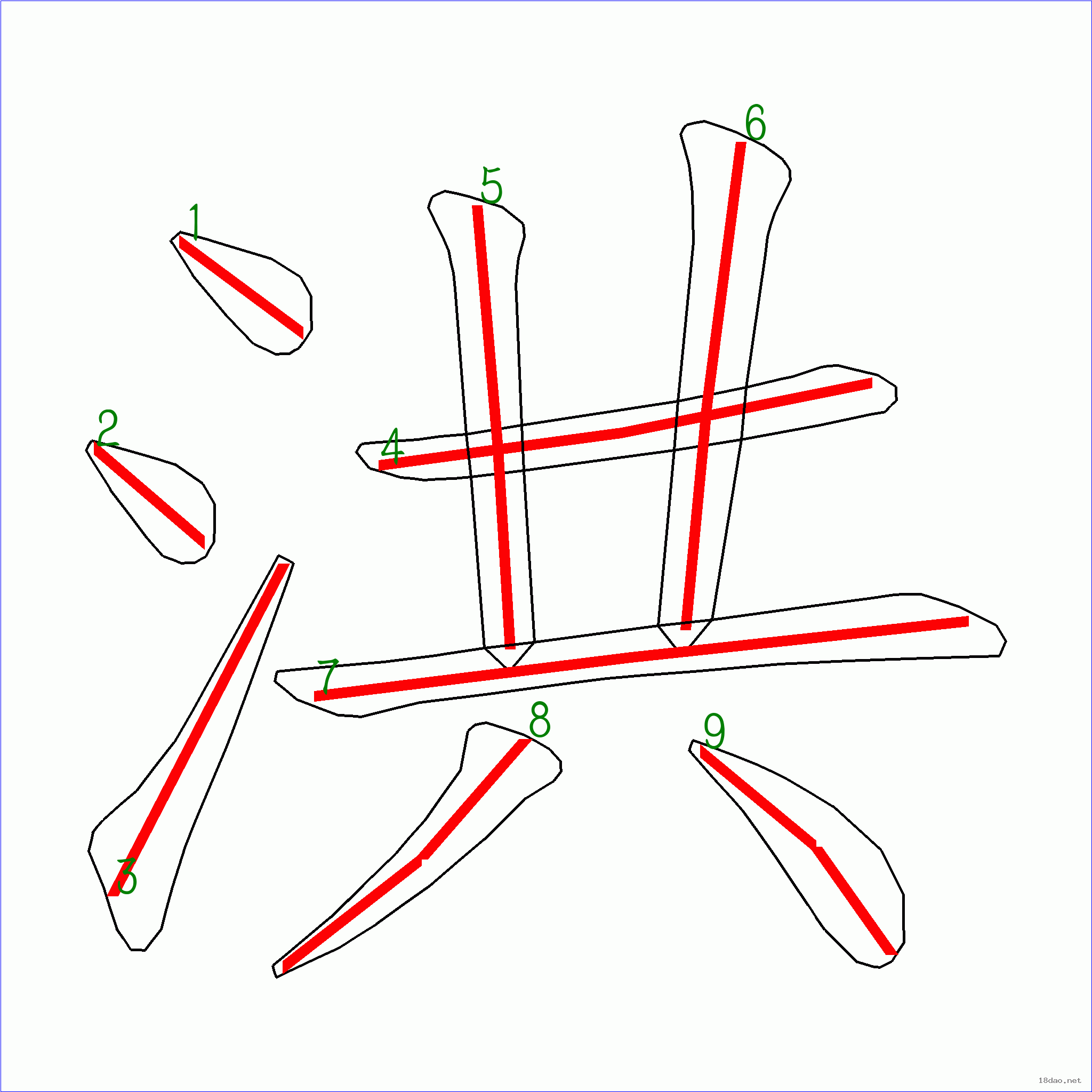 国字 洪的笔顺(9画)