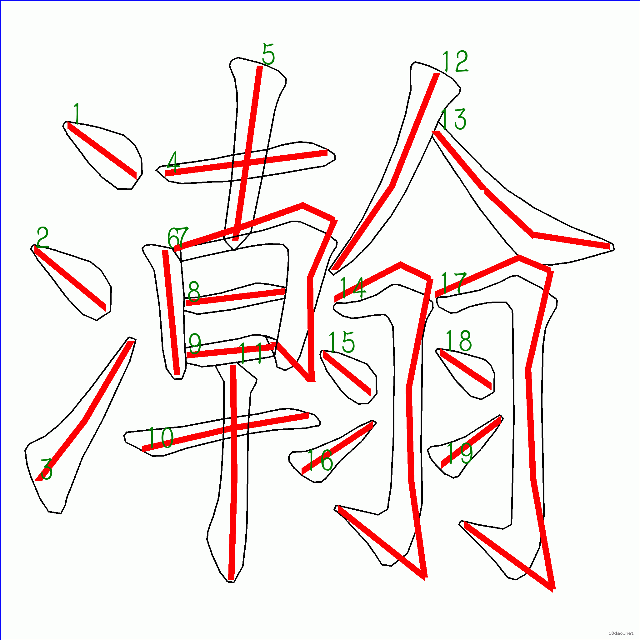 笔画数:19汉字 瀚 笔画数 19 笔顺图片 笔顺原始矢量图 1 2 3 4