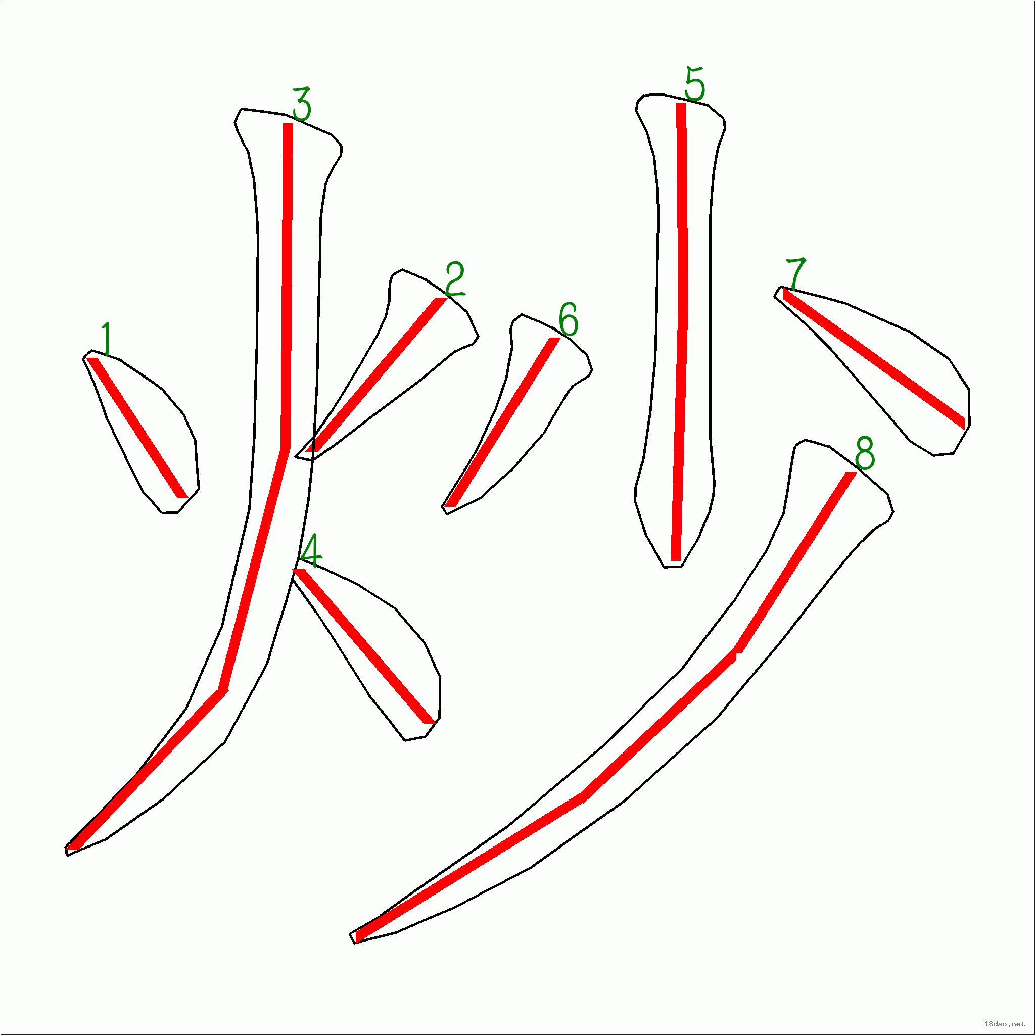 国字炒的笔顺8画