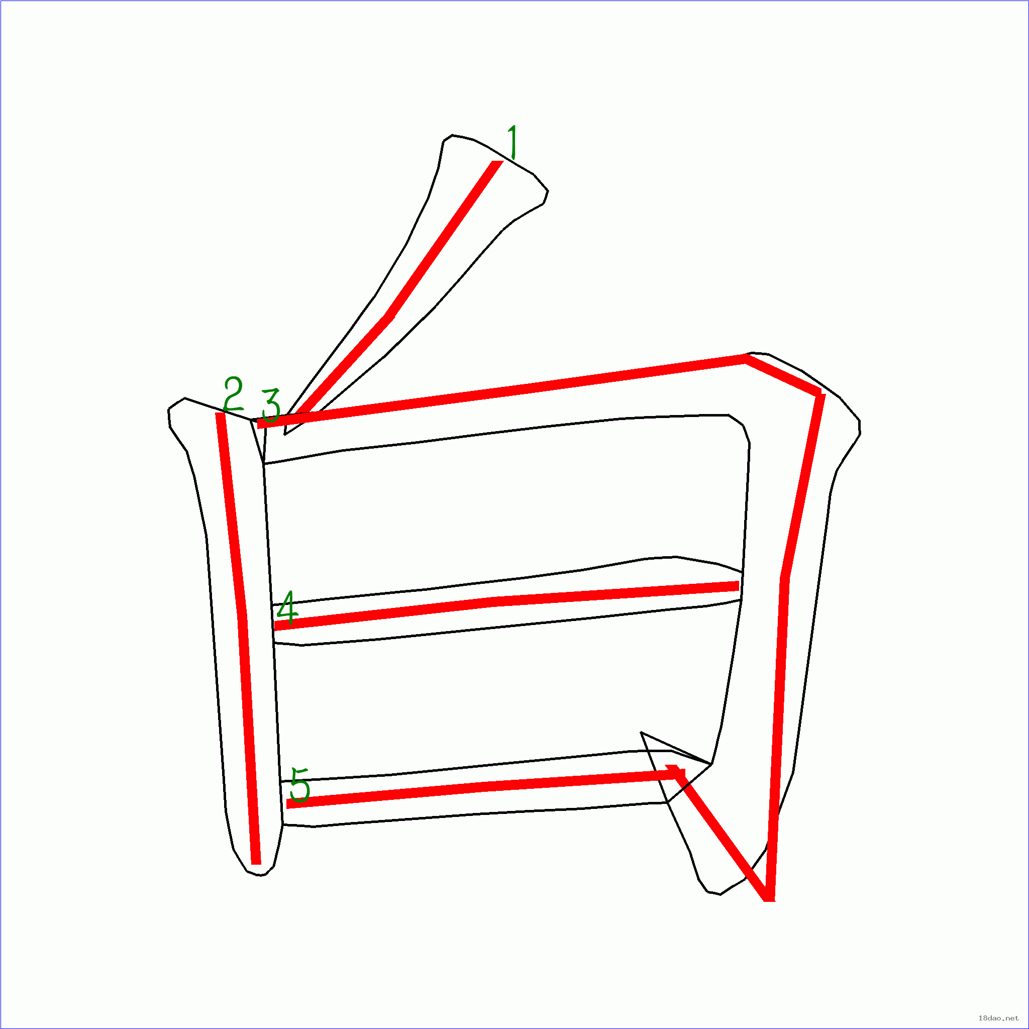 国字白的笔顺5画