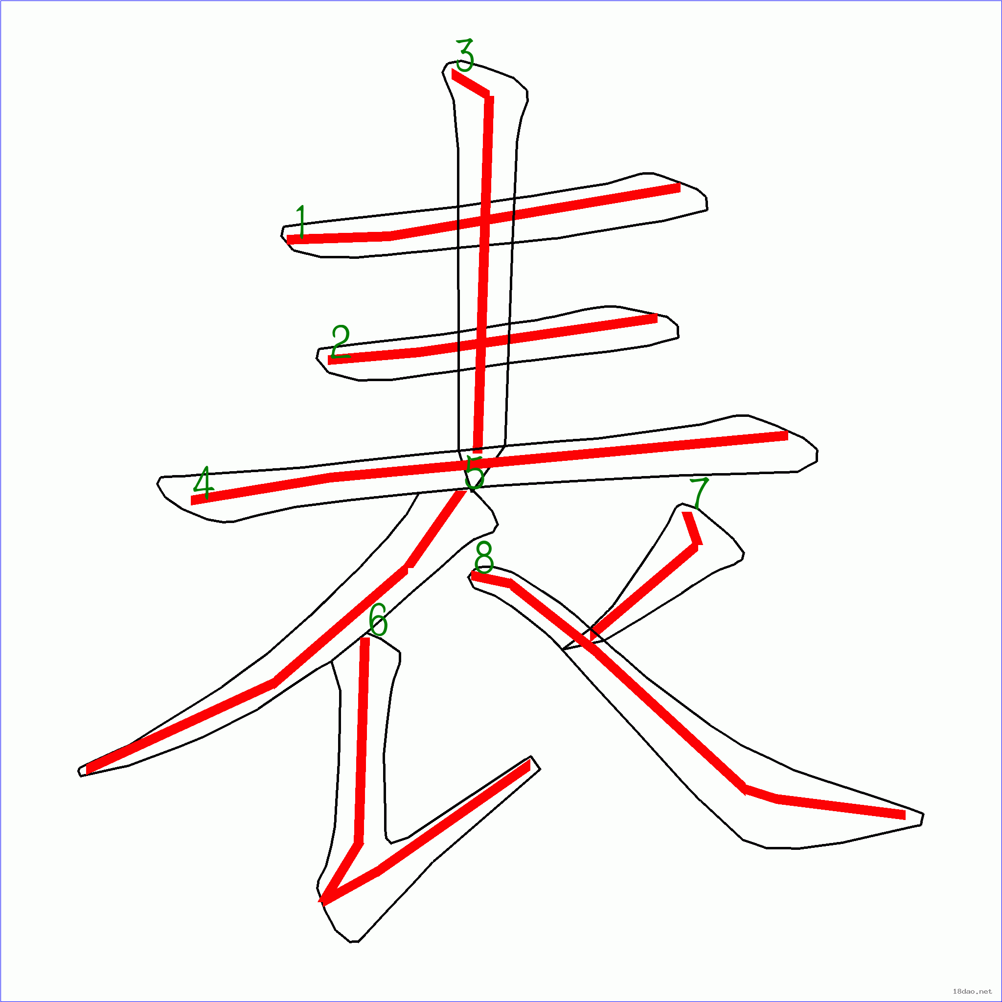 国字表的笔顺8画