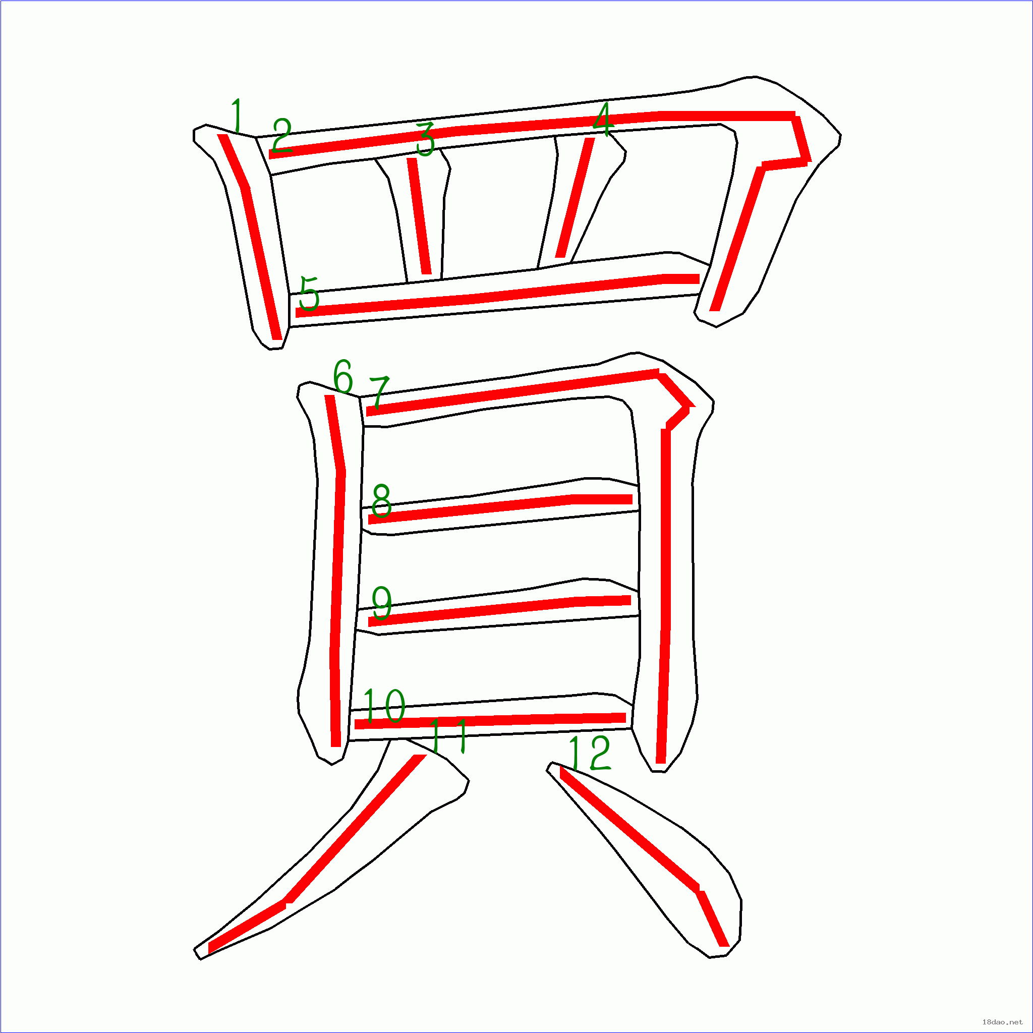 国字买的笔顺12画