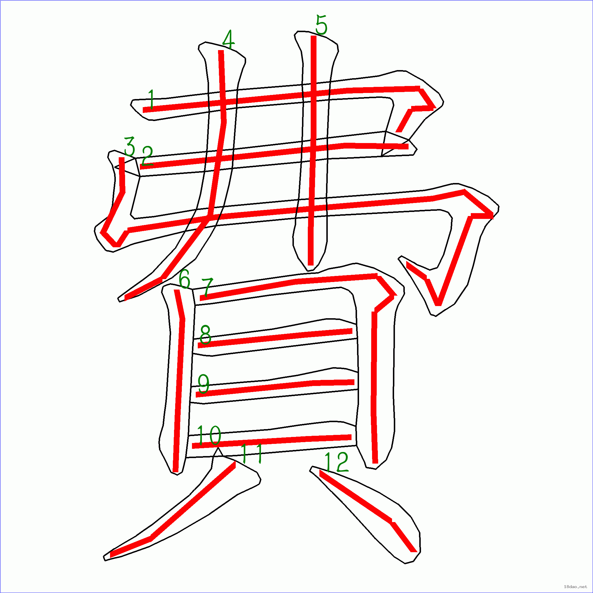 笔画数:12汉字 费 笔画数 12 笔顺图片 笔顺原始矢量图 1 2 3 4