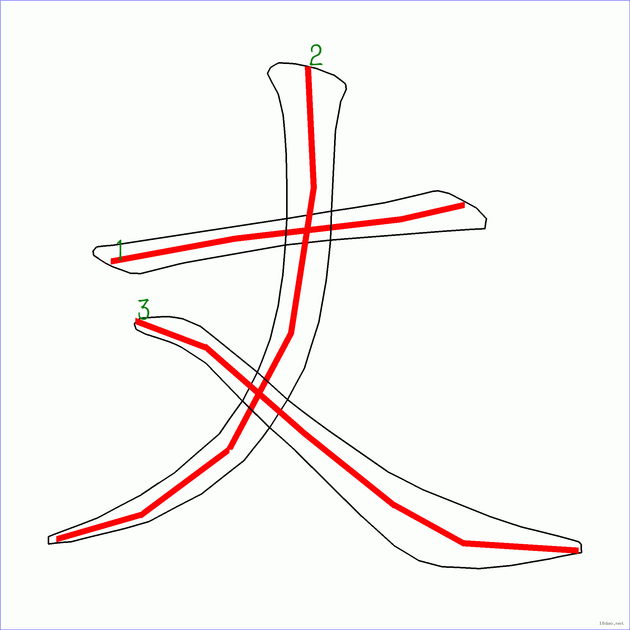 国字丈的笔顺3画