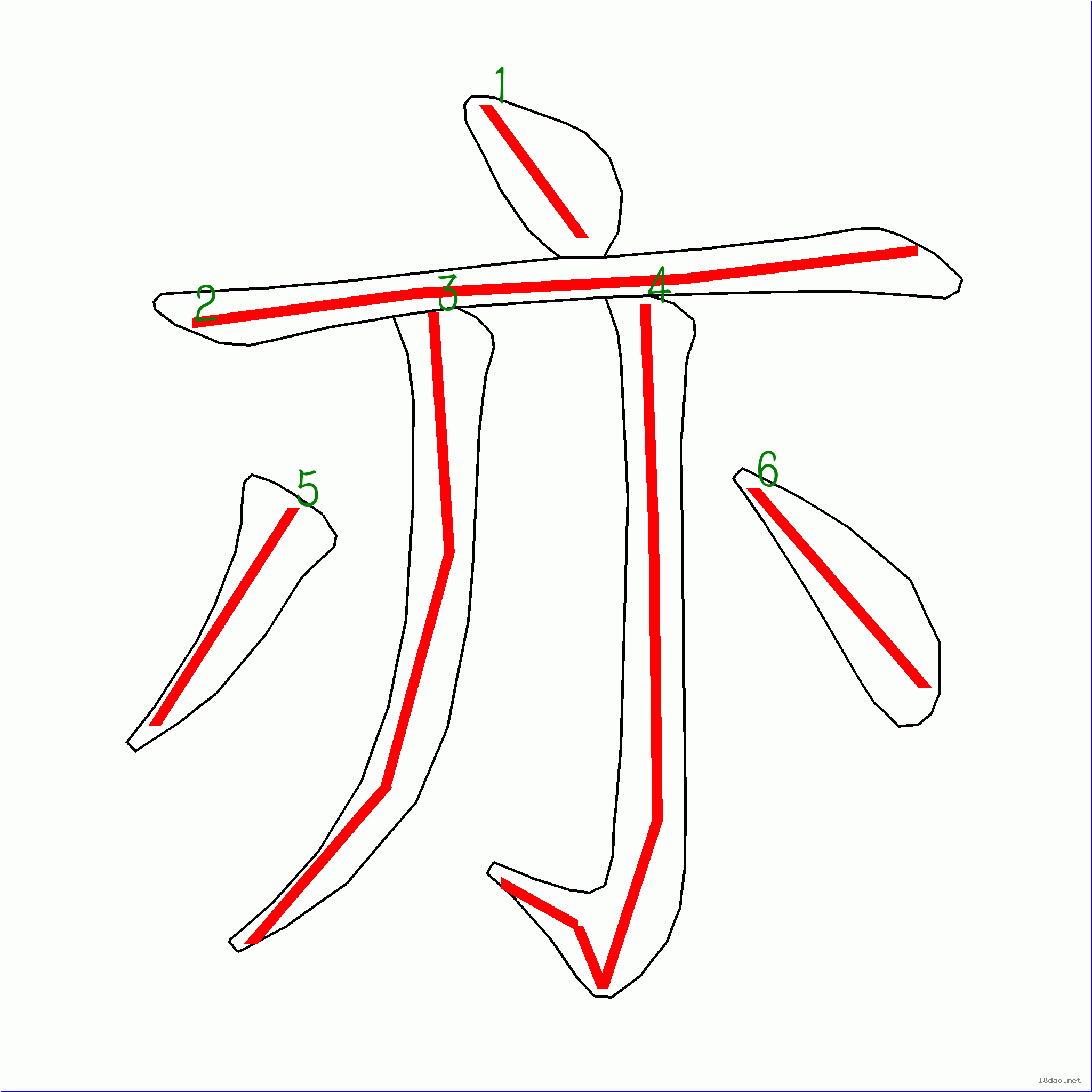 國字亦的筆順6畫