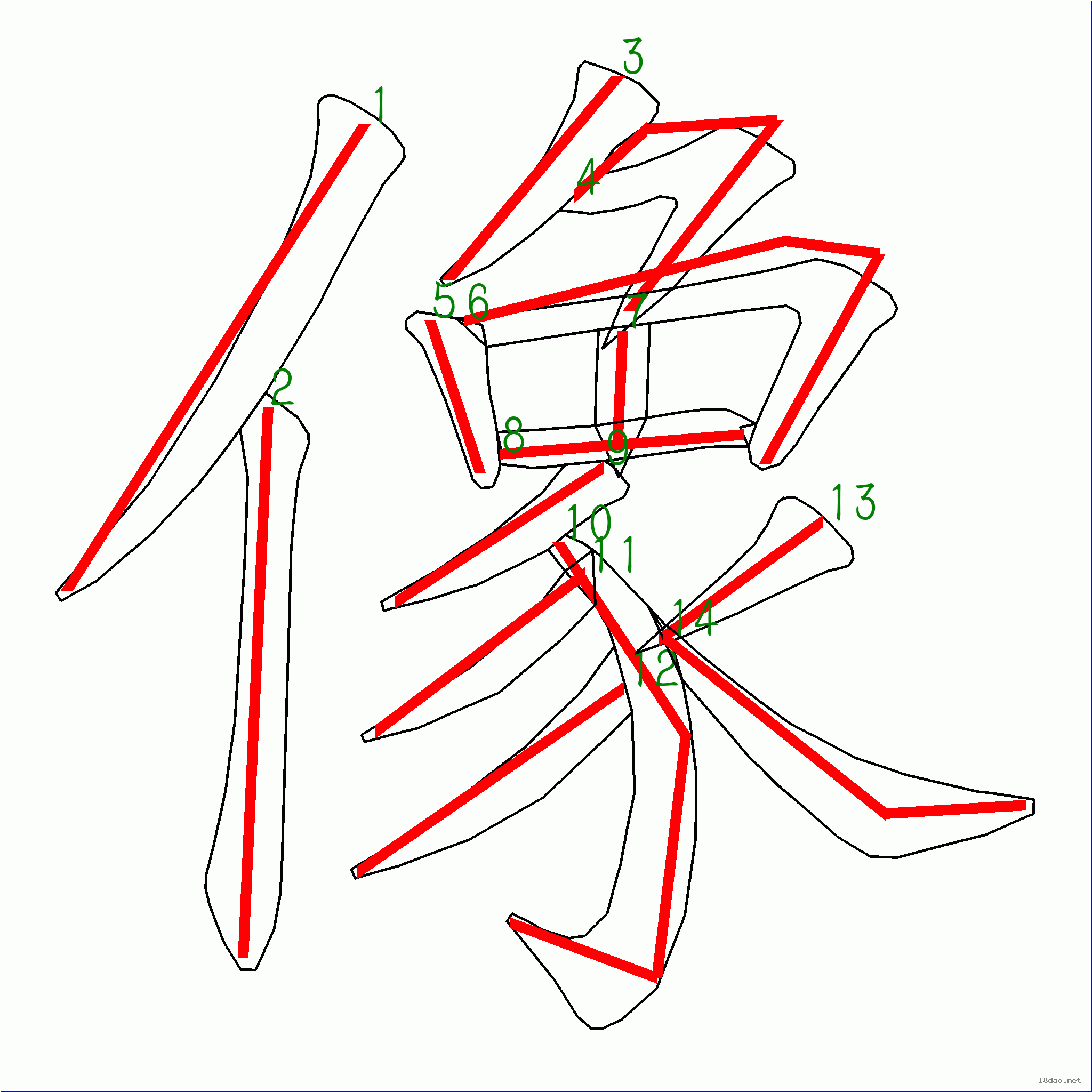 國字像的筆順14畫