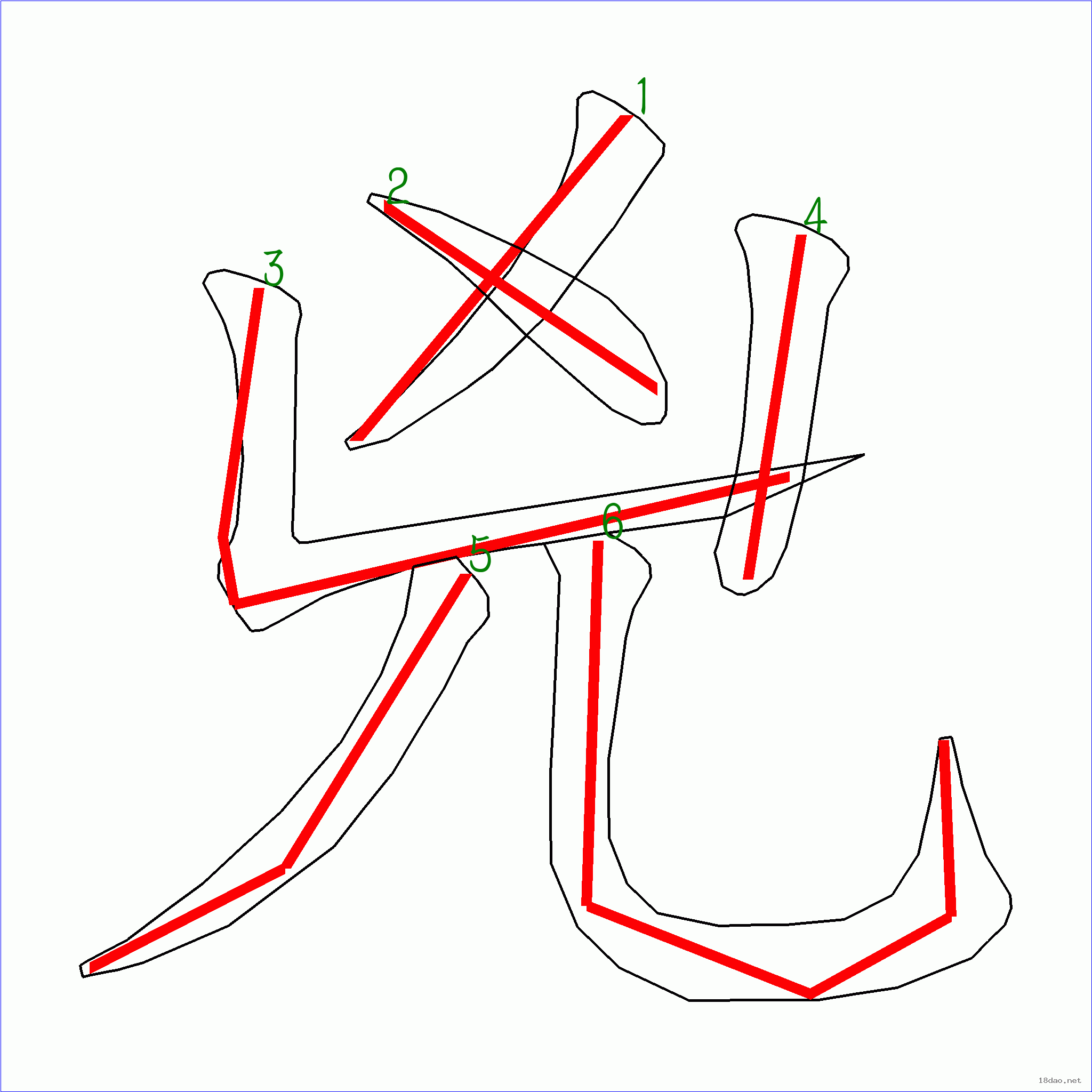 笔画数:6汉字 凶 笔画数 6 笔顺图片 笔顺原始矢量图 1 2 3 4 5