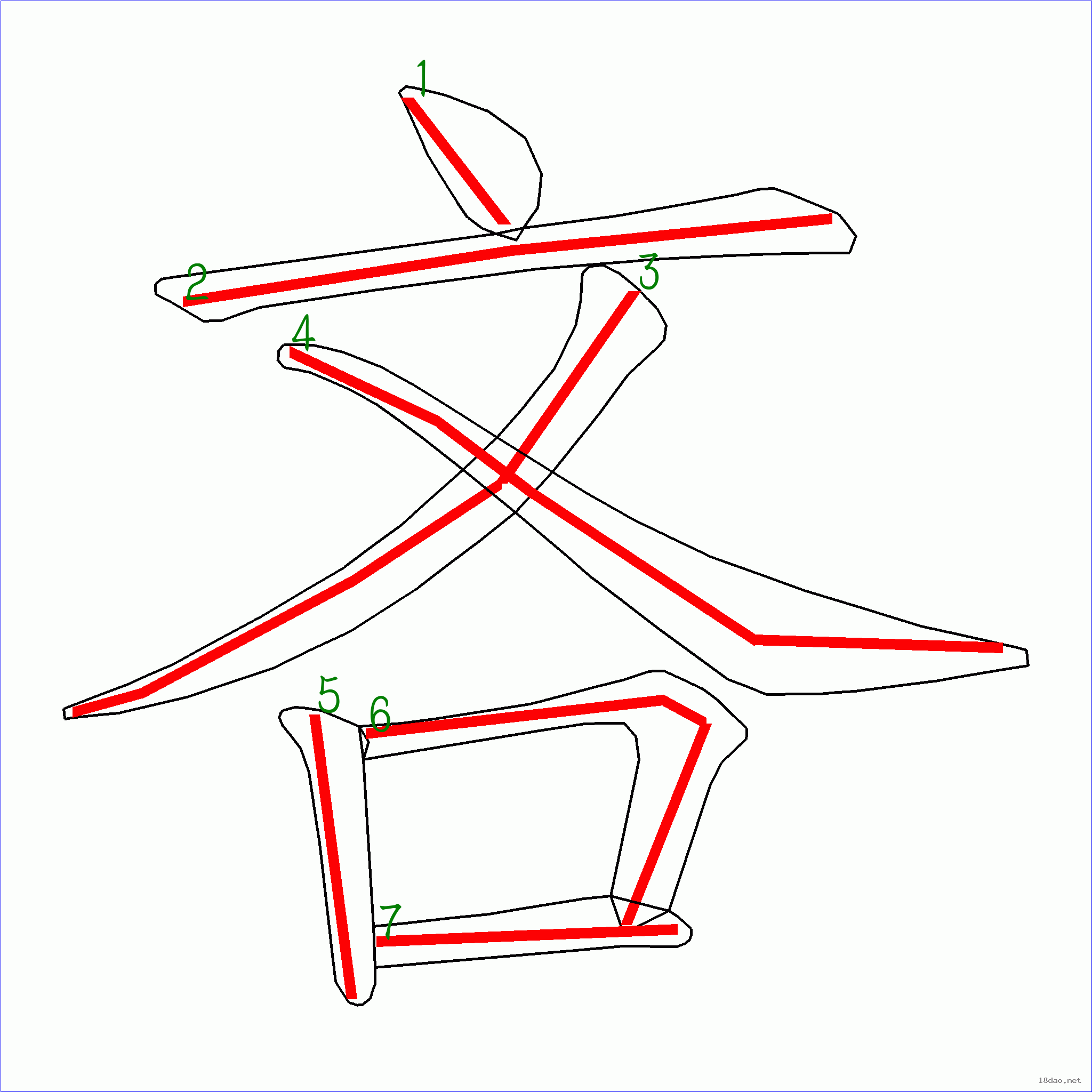 国字吝的笔顺7画