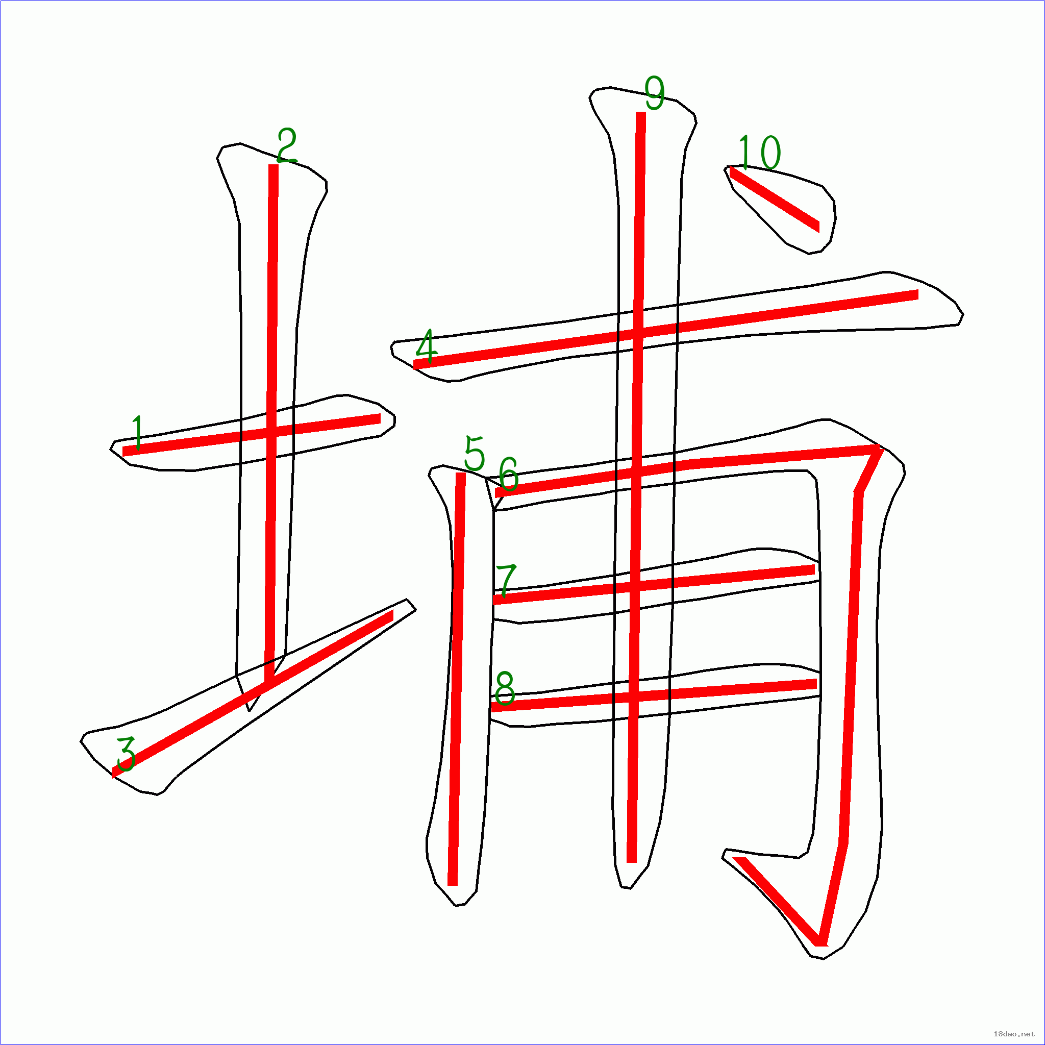 國字埔的筆順10畫