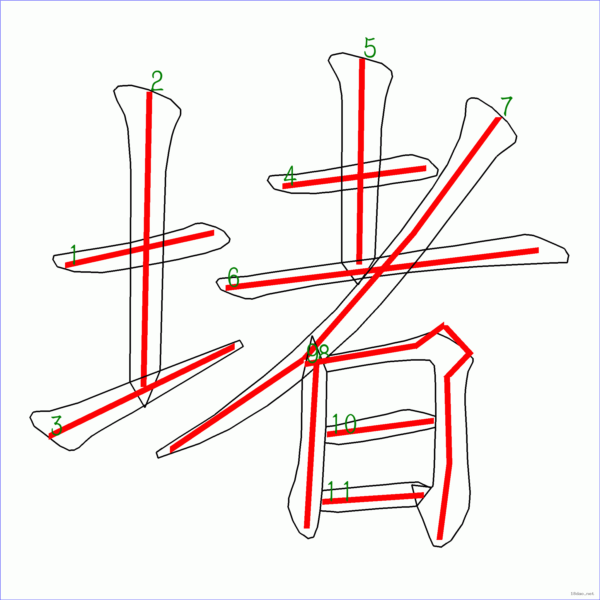 国字 堵的笔顺(11画)