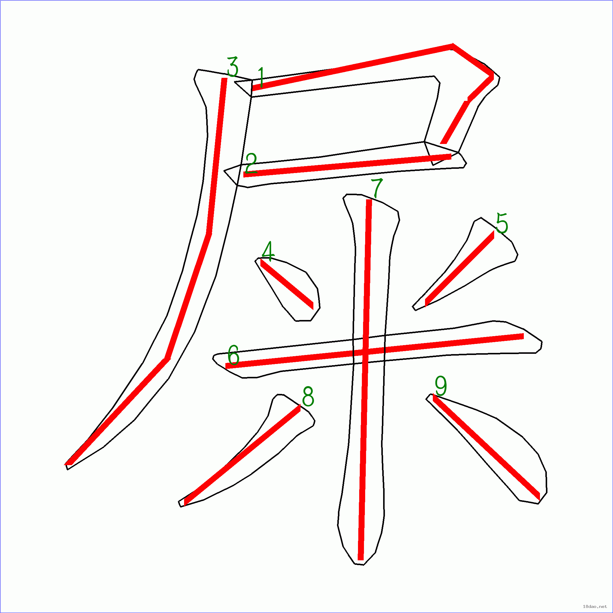 国字屎的笔顺9画