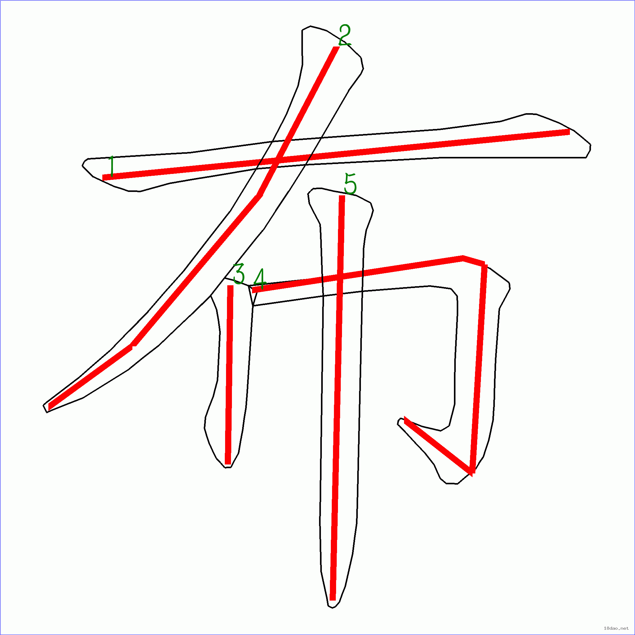 国字布的笔顺5画