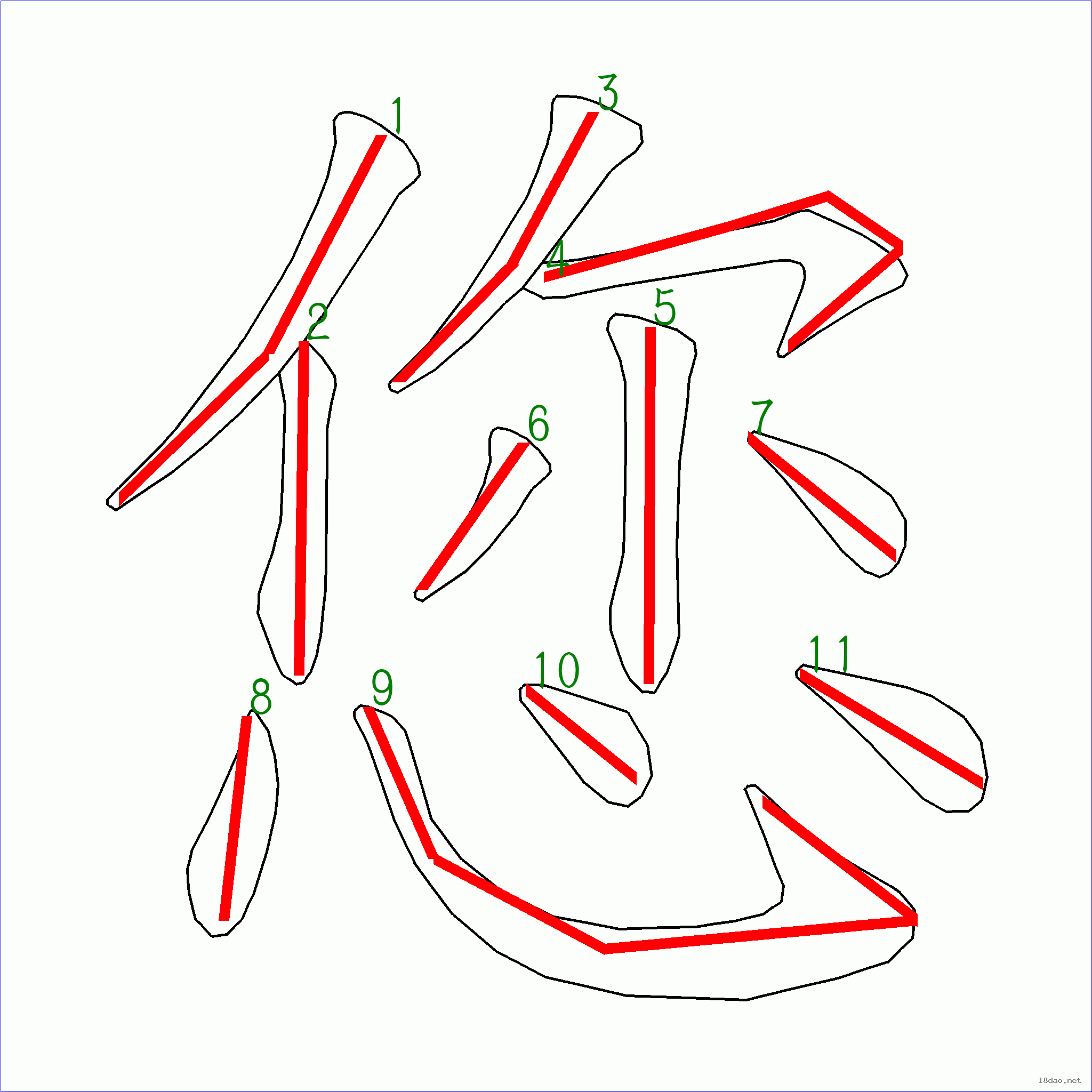 國字您的筆順11畫