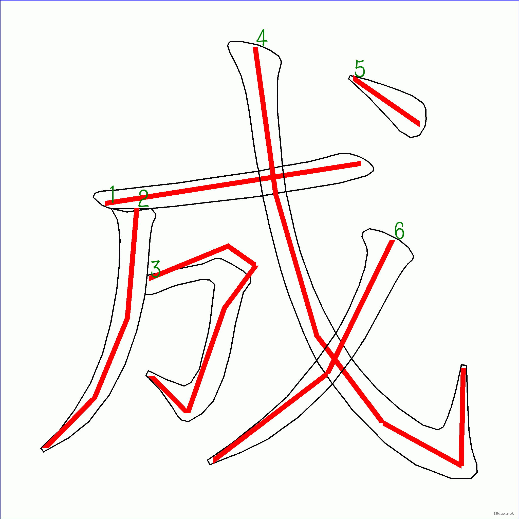 漢字: 成的筆畫順序 (“成”6劃) | ️筆順字典?