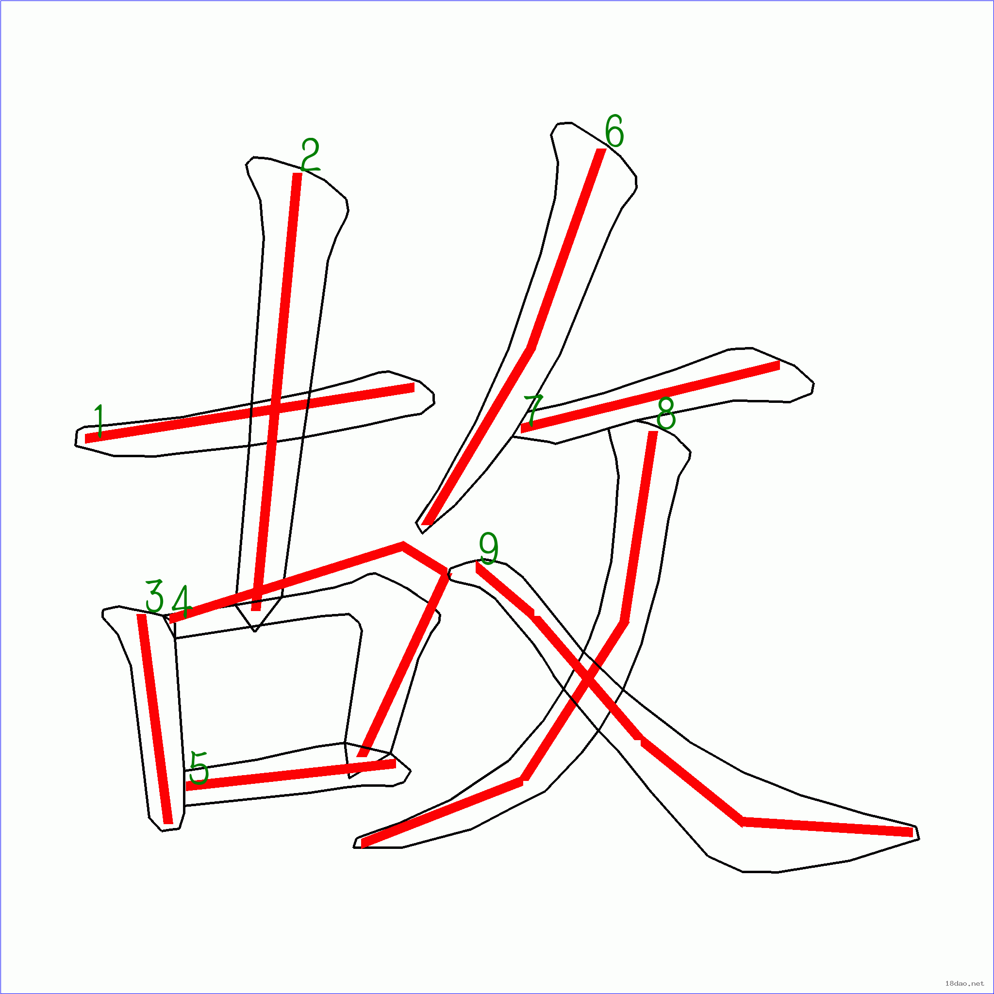 國字故的筆順9畫