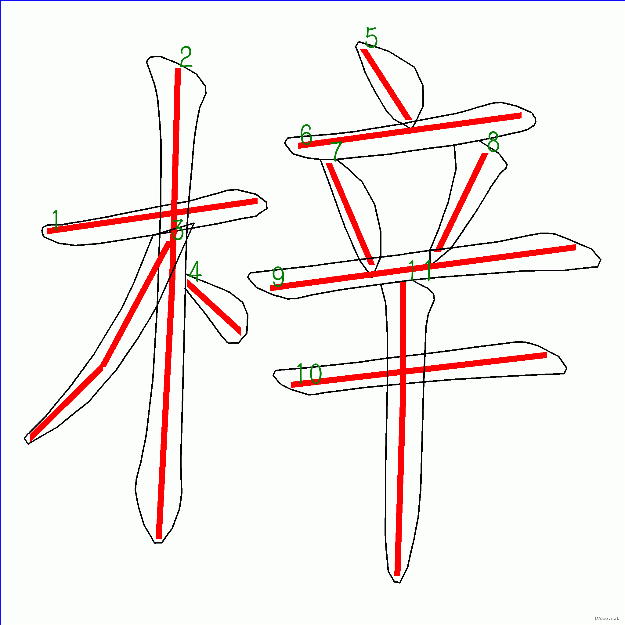 国字梓的笔顺11画