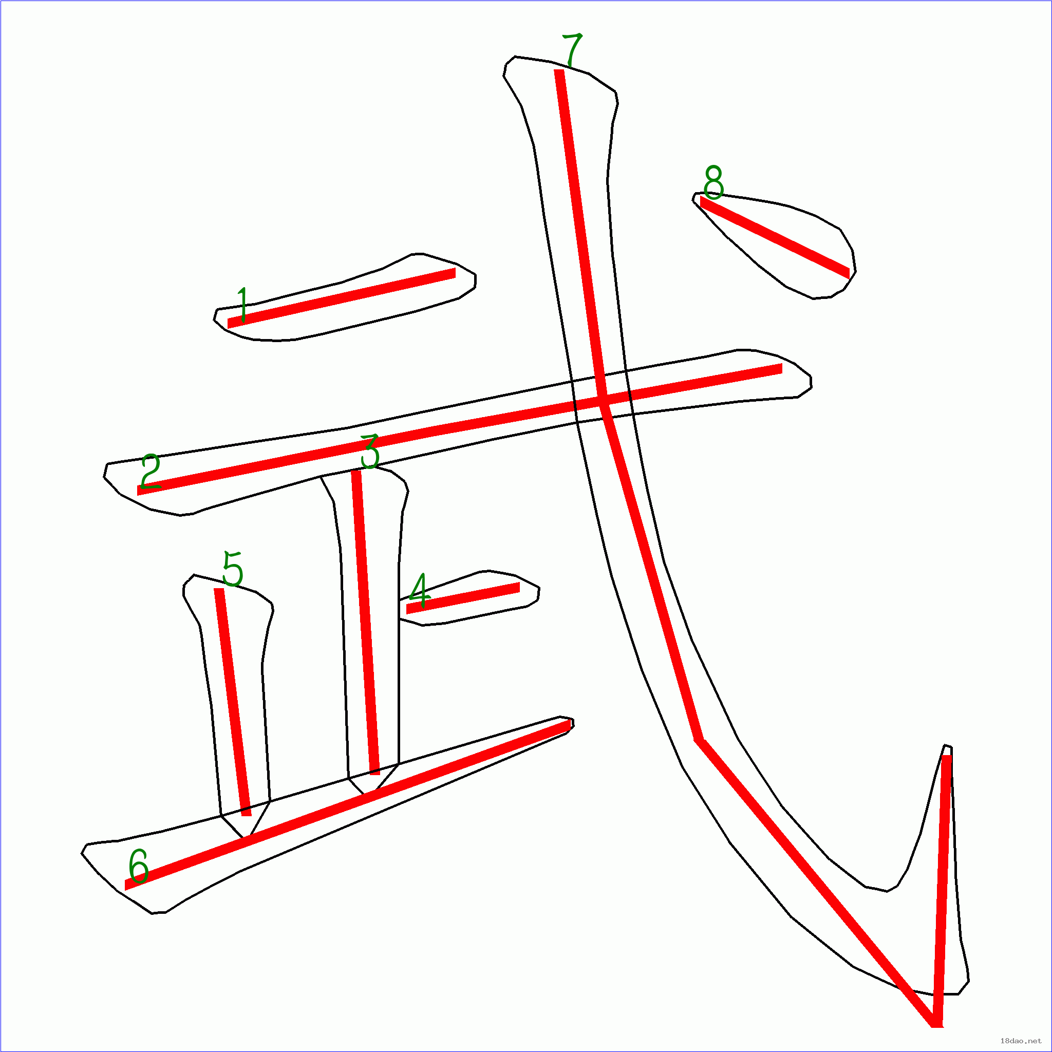 國字武的筆順8畫