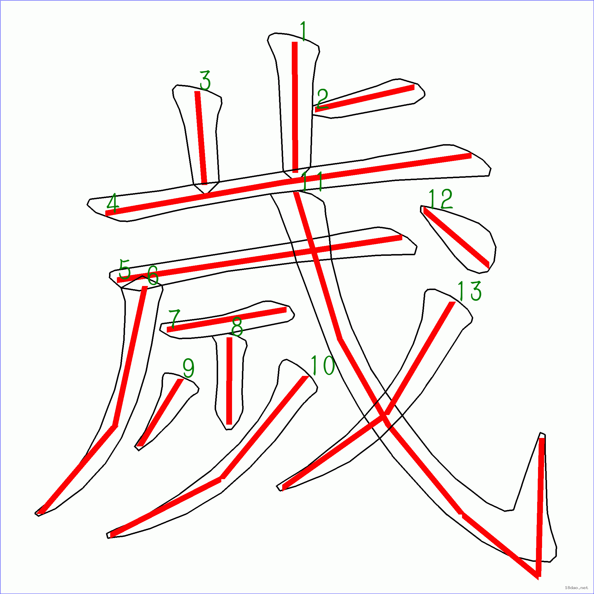 國字歲的筆順13畫