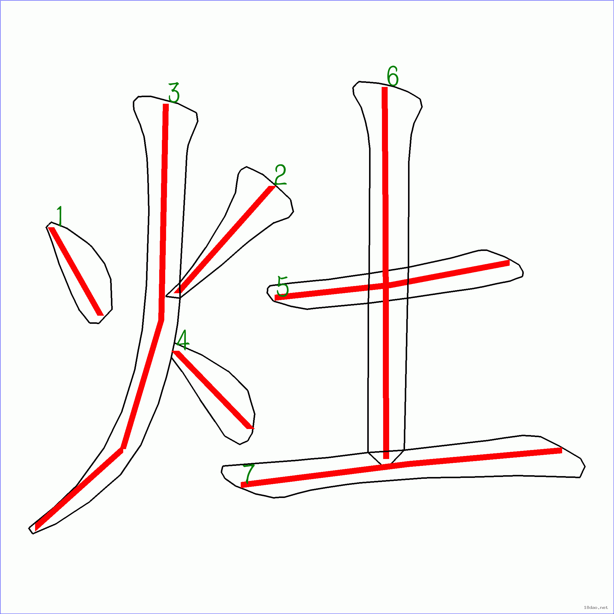 国字灶的笔顺7画