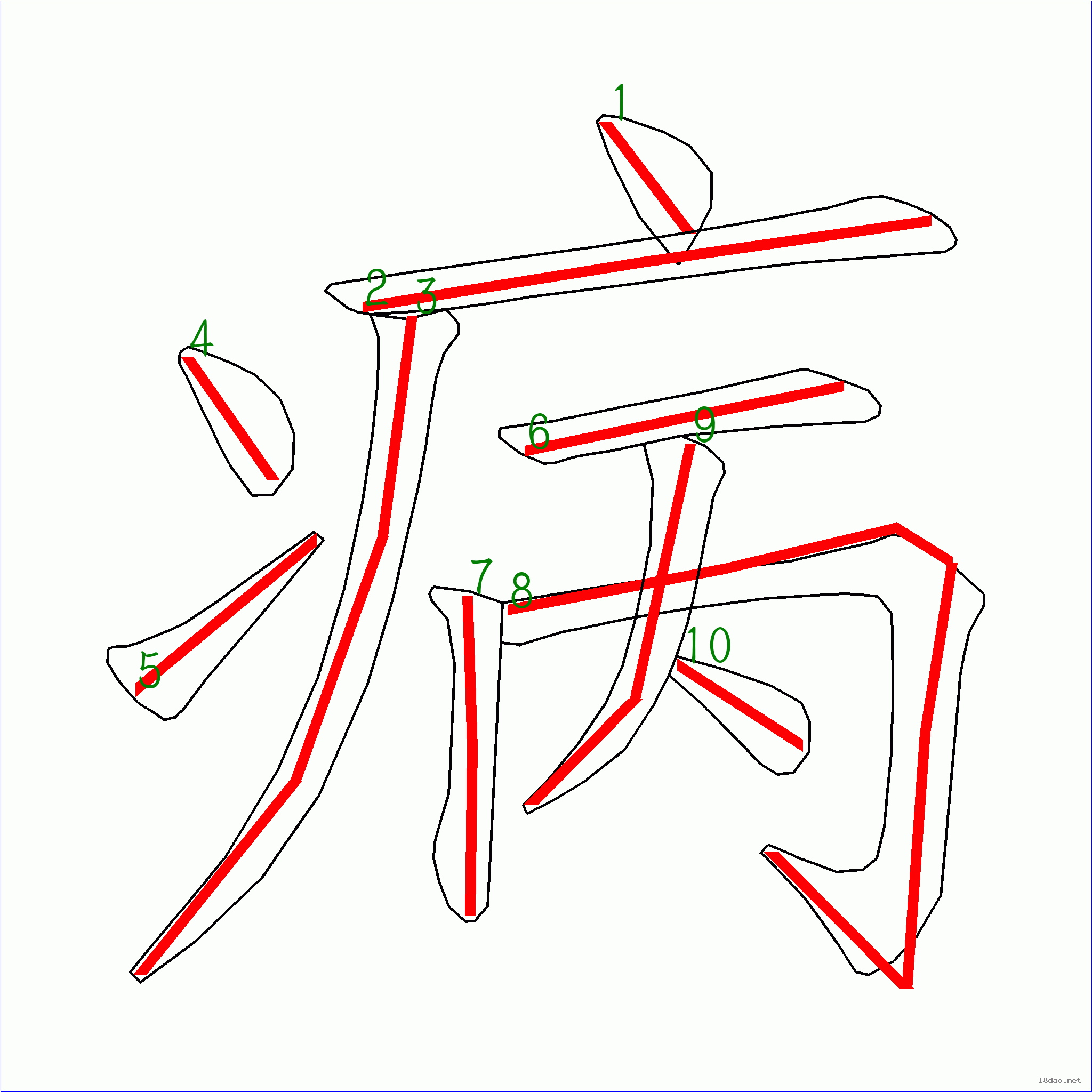 国字病的笔顺10画