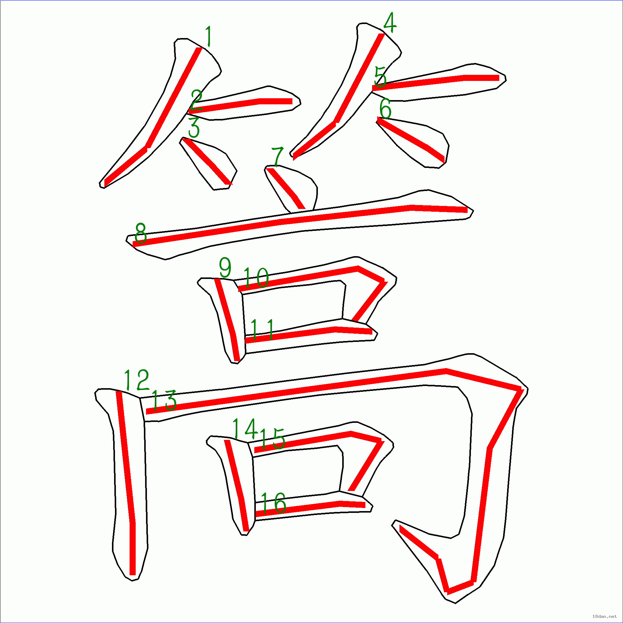 国字 篙的笔顺(16画)