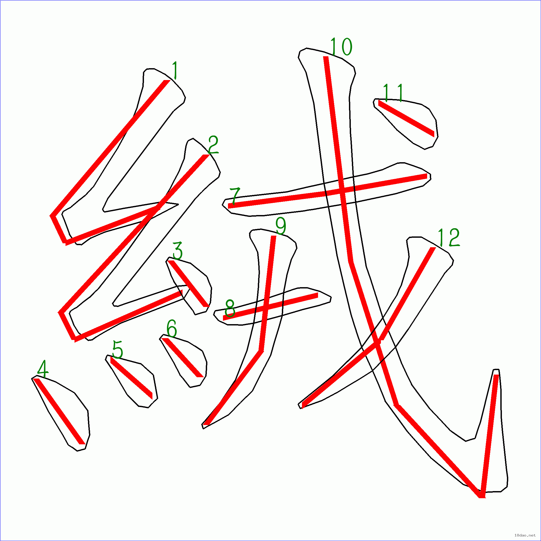 國字絨的筆順12畫