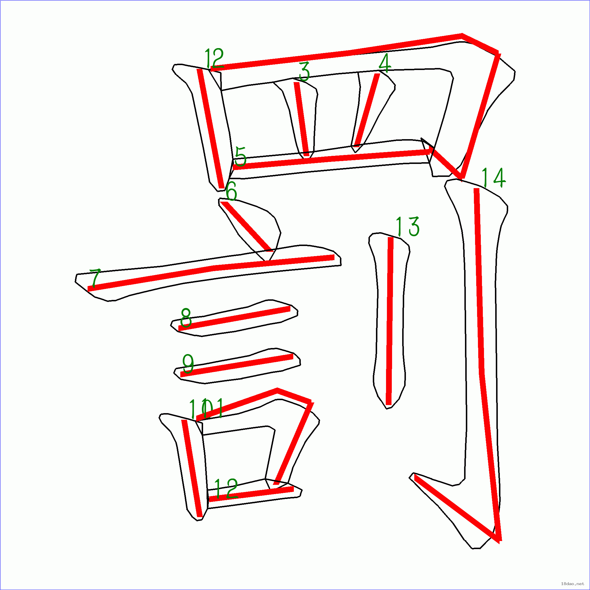 漢字 罰的筆畫順序 (“罰”14劃) ️筆順字典📘
