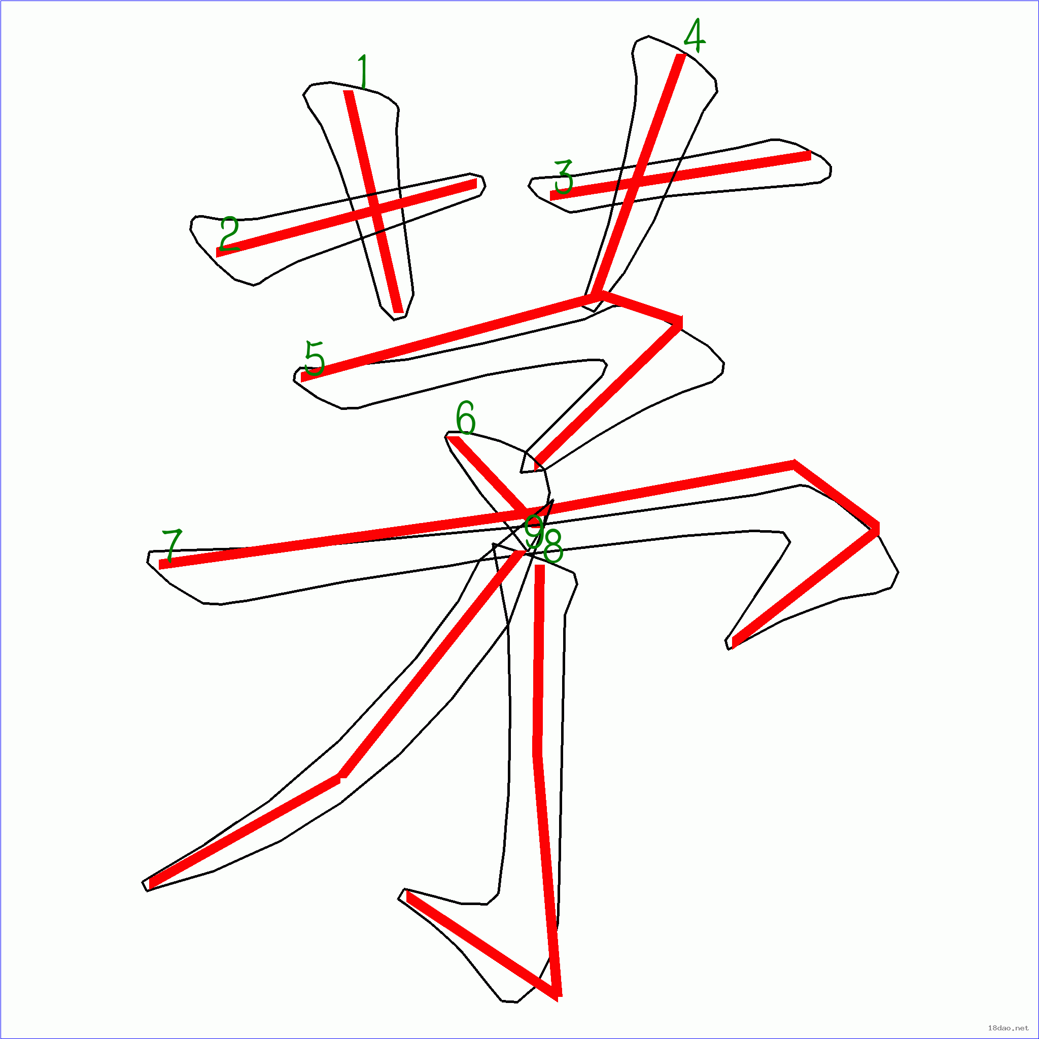 国字茅的笔顺9画