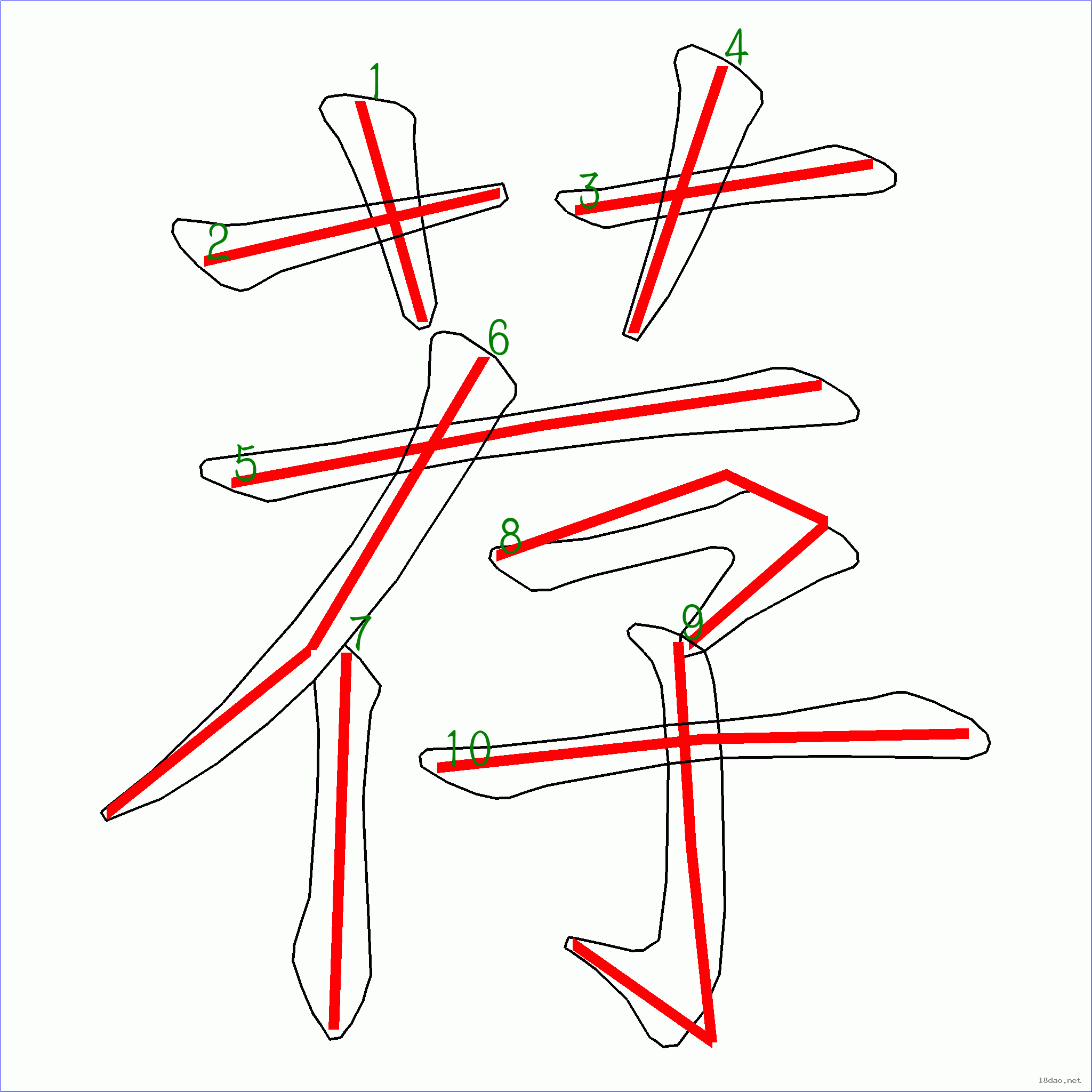 国字荐的笔顺10画