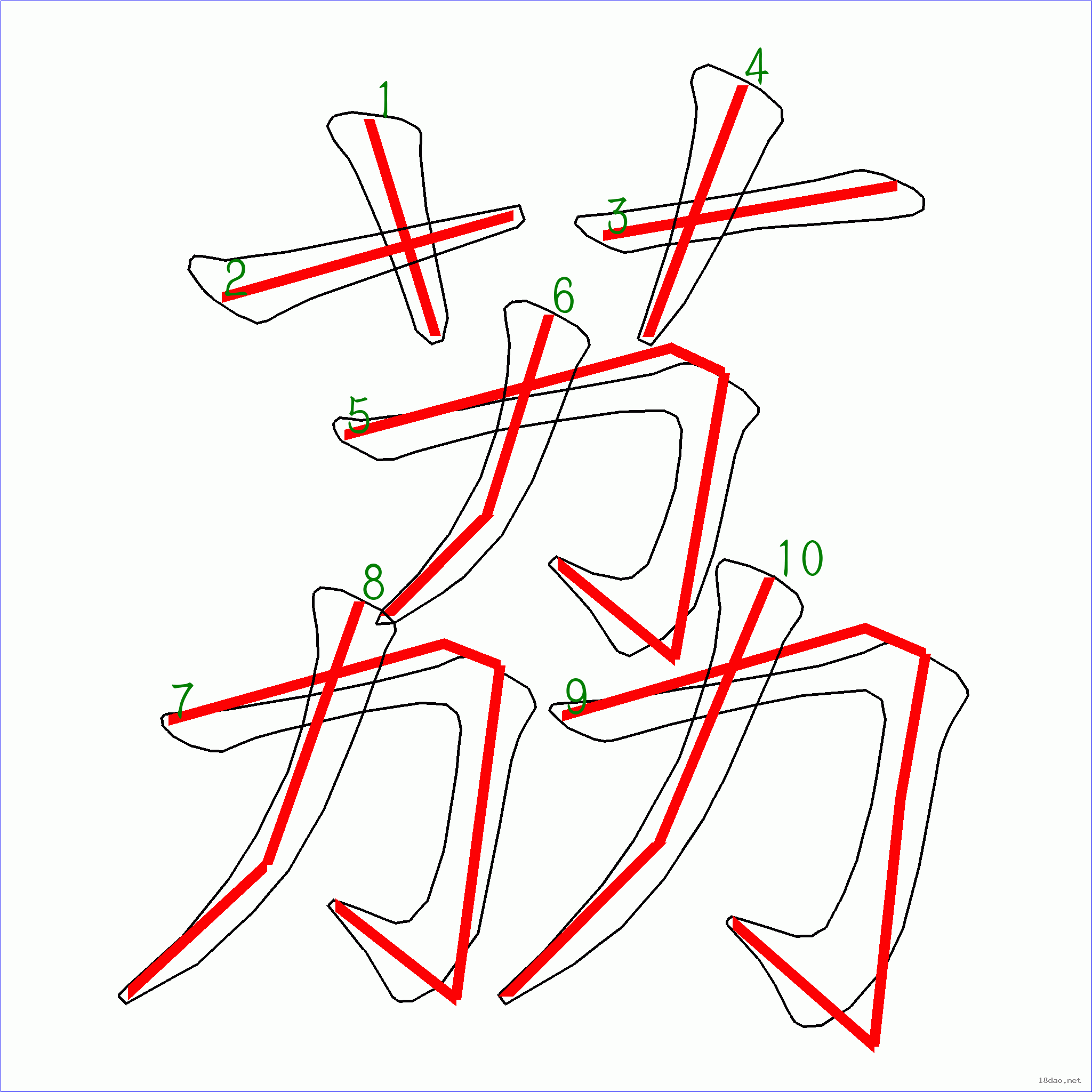 國字荔的筆順10畫