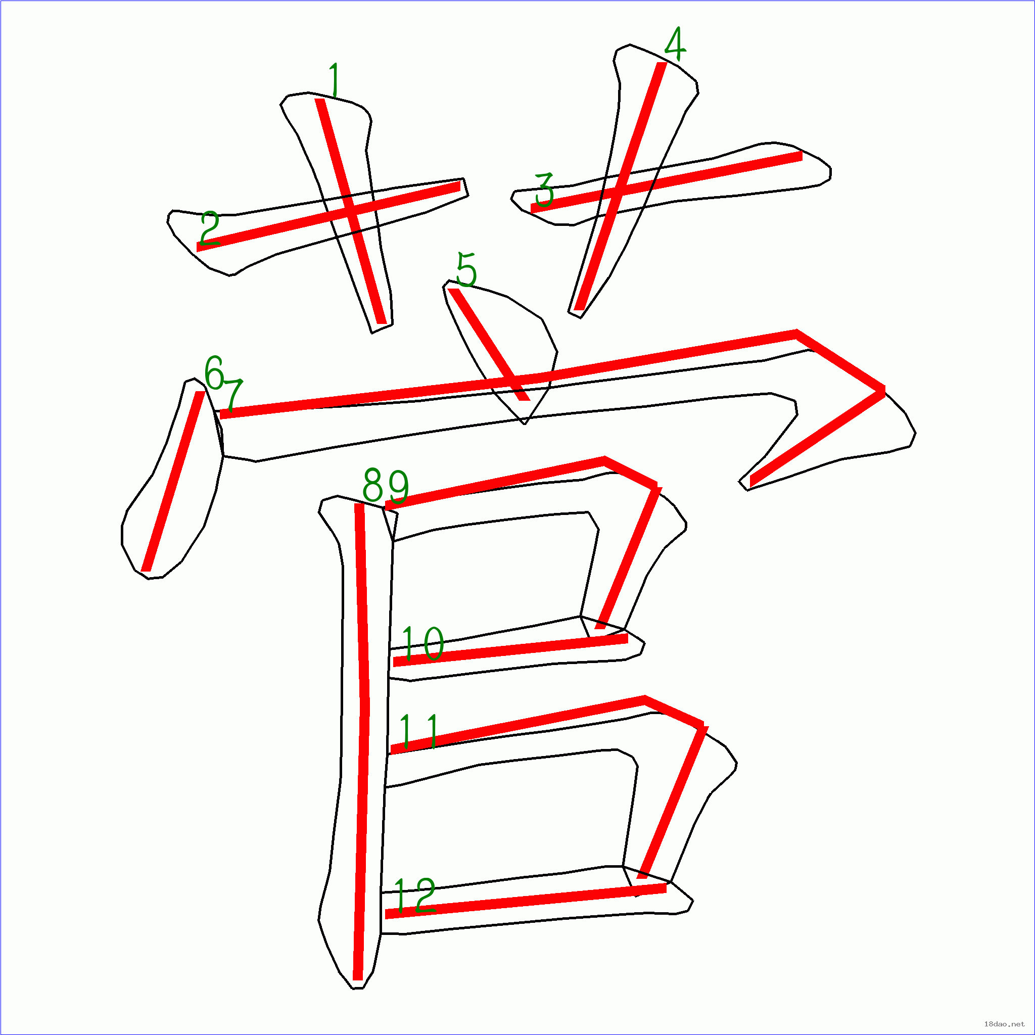 国字菅的笔顺12画