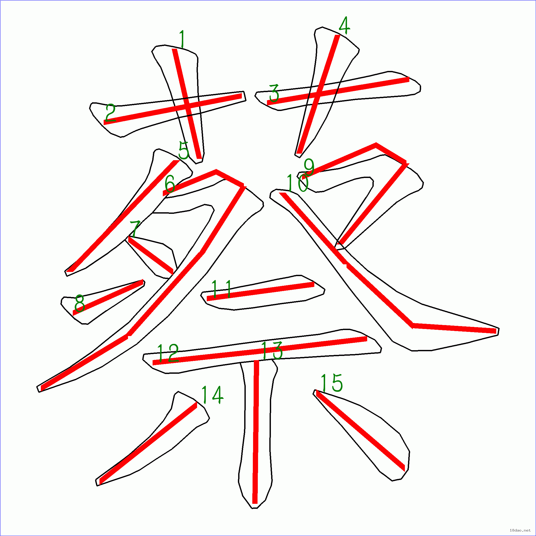 國字蔡的筆順15畫