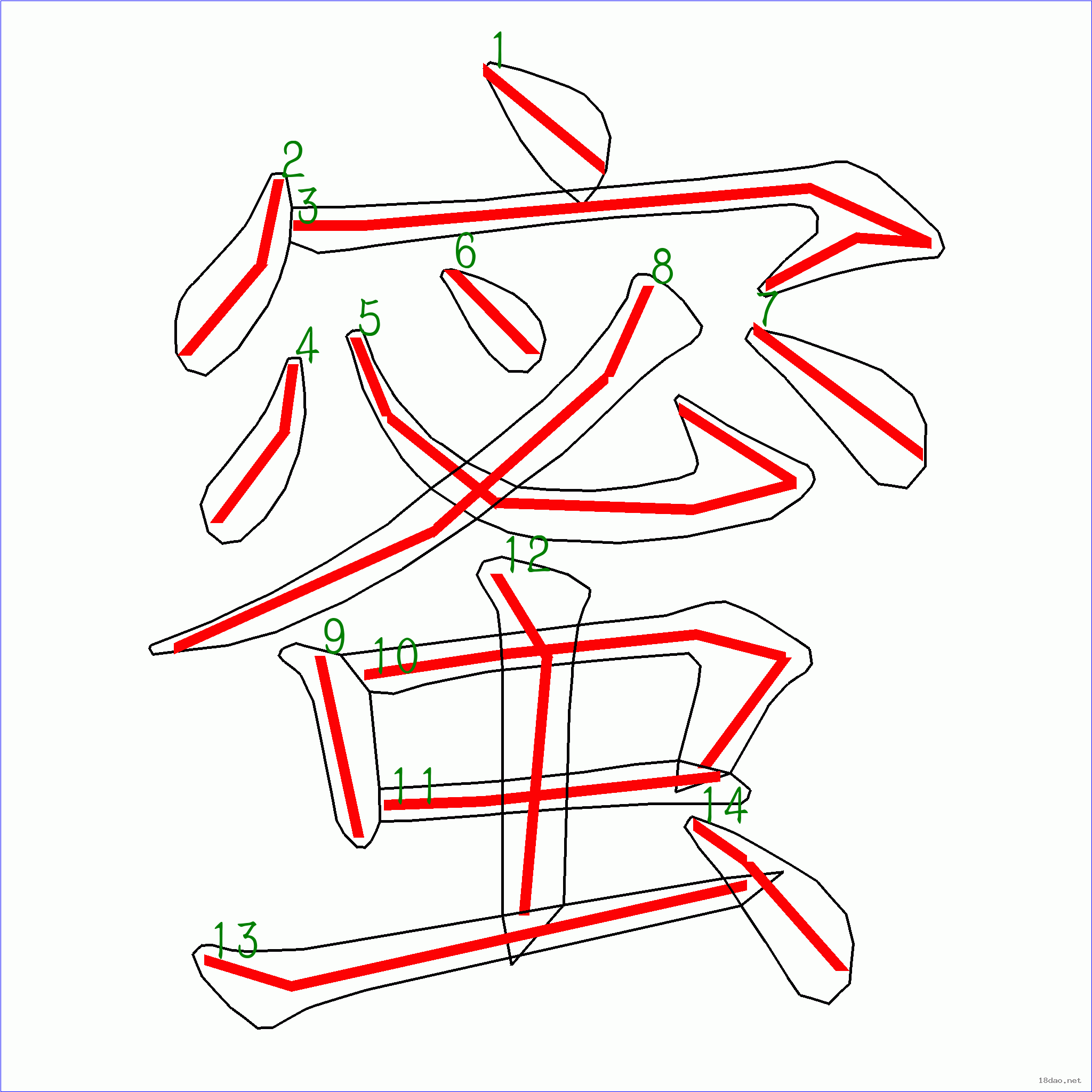 笔画数 14汉字  蜜 笔画数  14 笔顺图片   笔顺原始矢量图   1 2 3 4