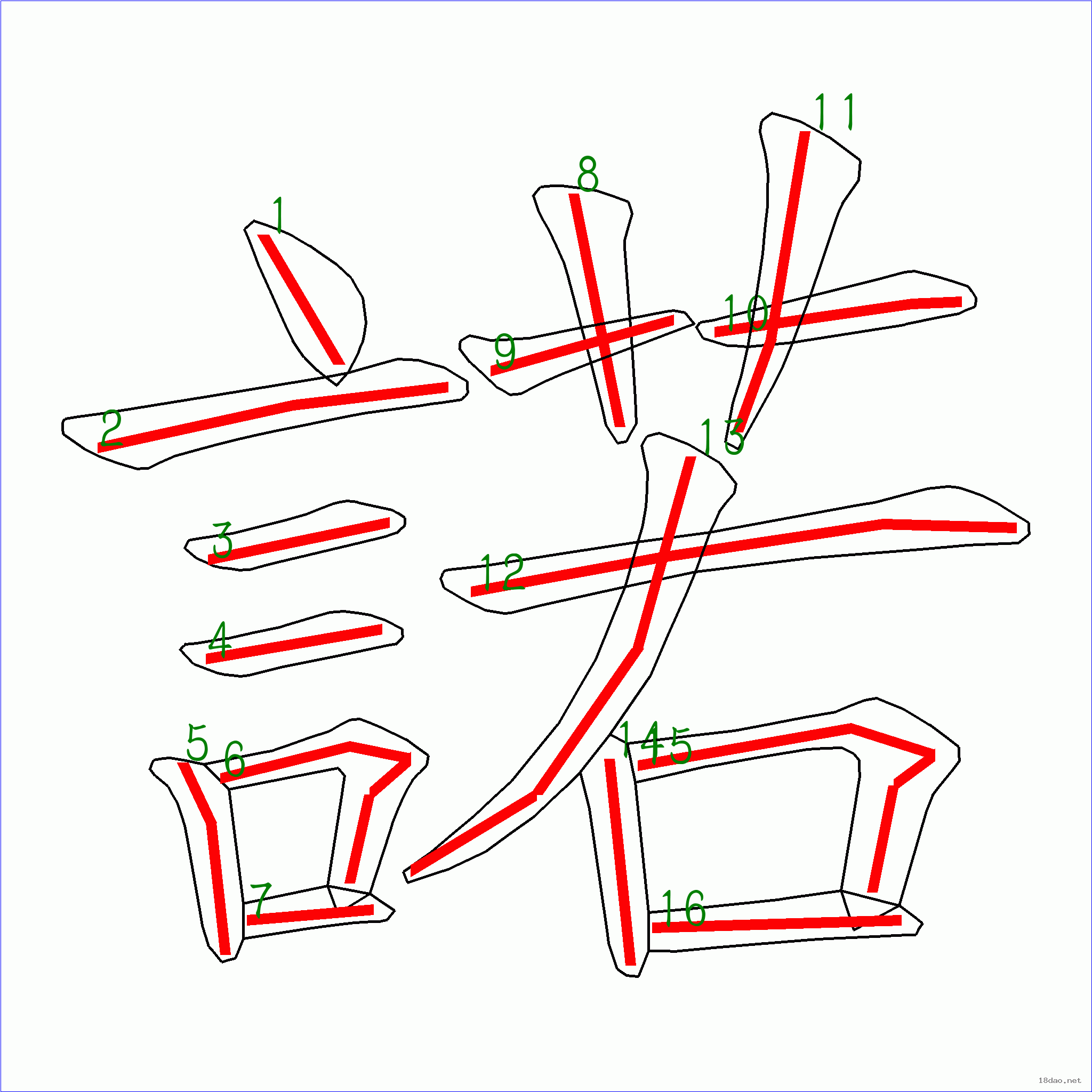 笔画数:16汉字 诺 笔画数 16 笔顺图片 笔顺原始矢量图 1 2 3 4