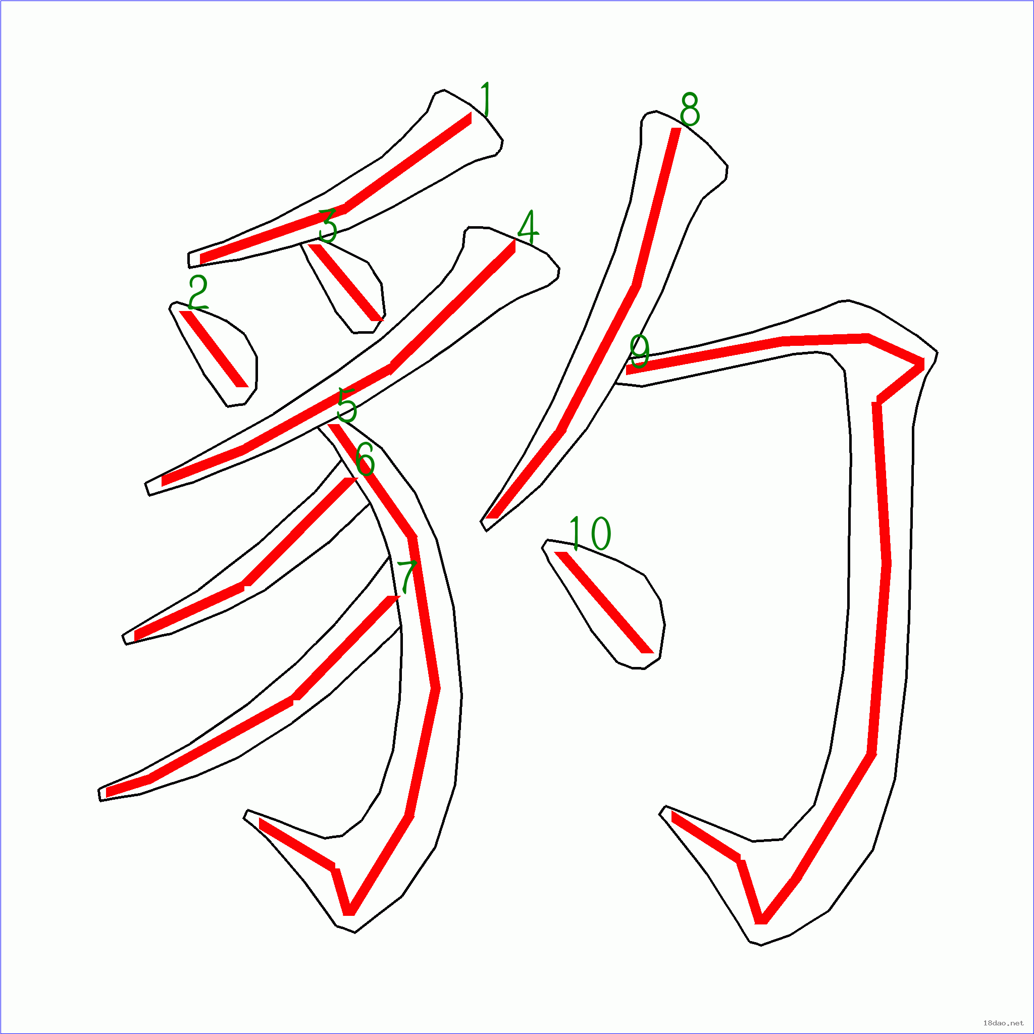 国字 豹的笔顺(10画)