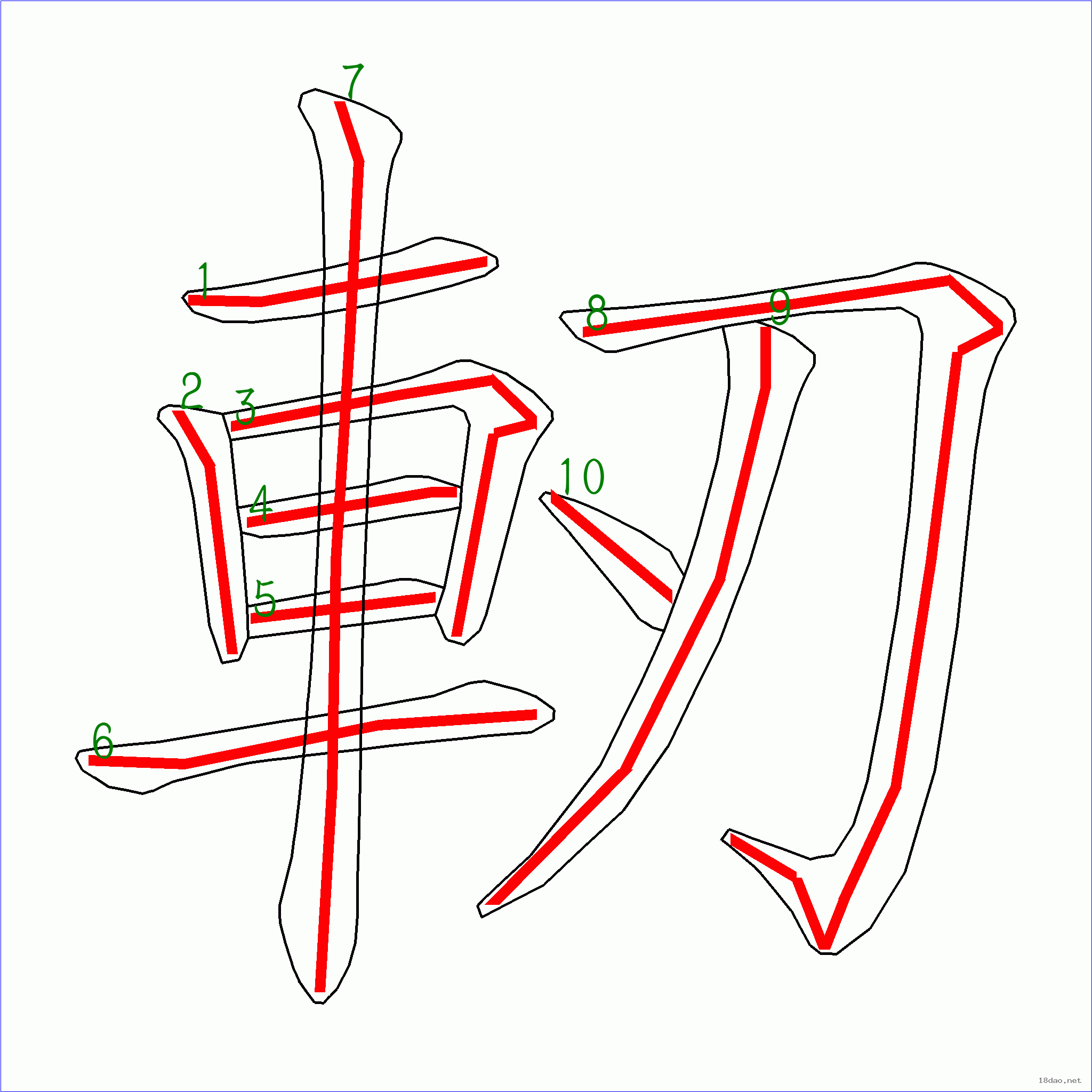 國字軔的筆順10畫