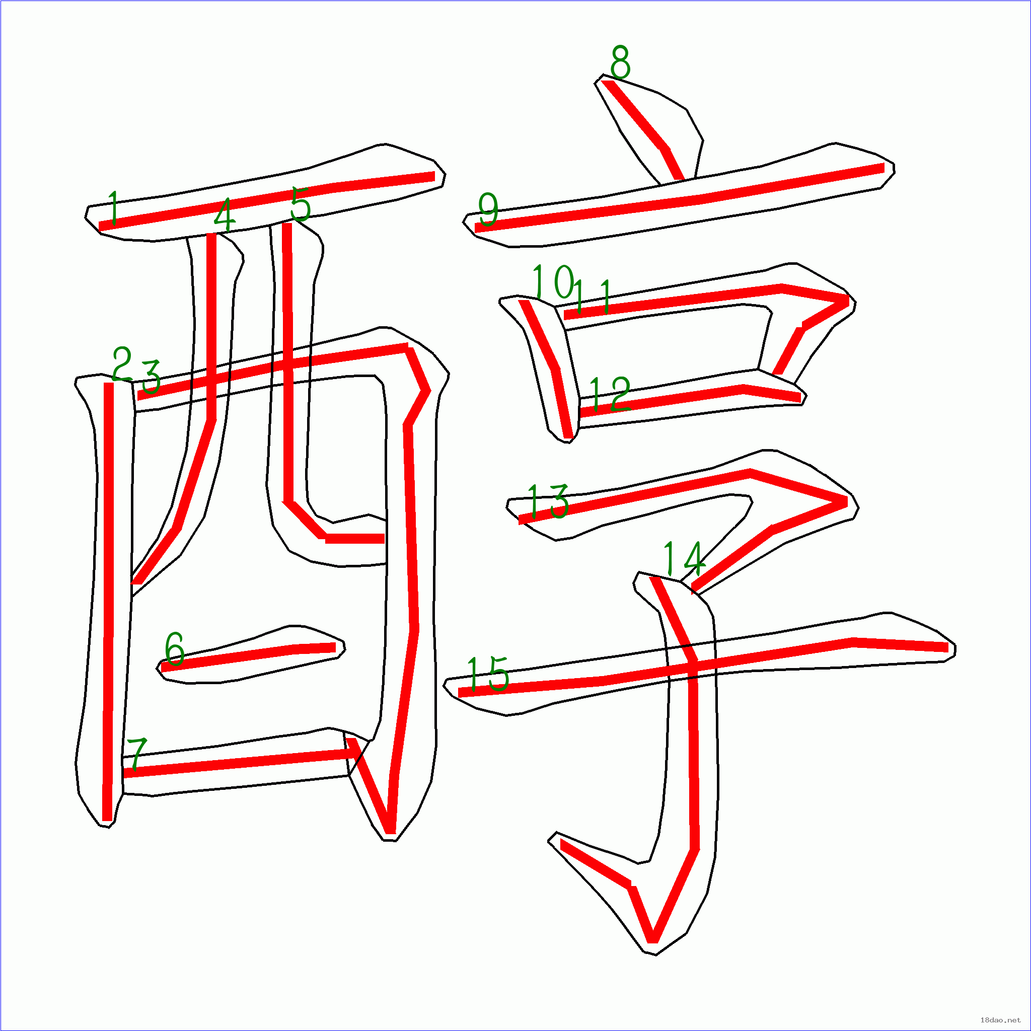 国字 醇的笔顺(15画)