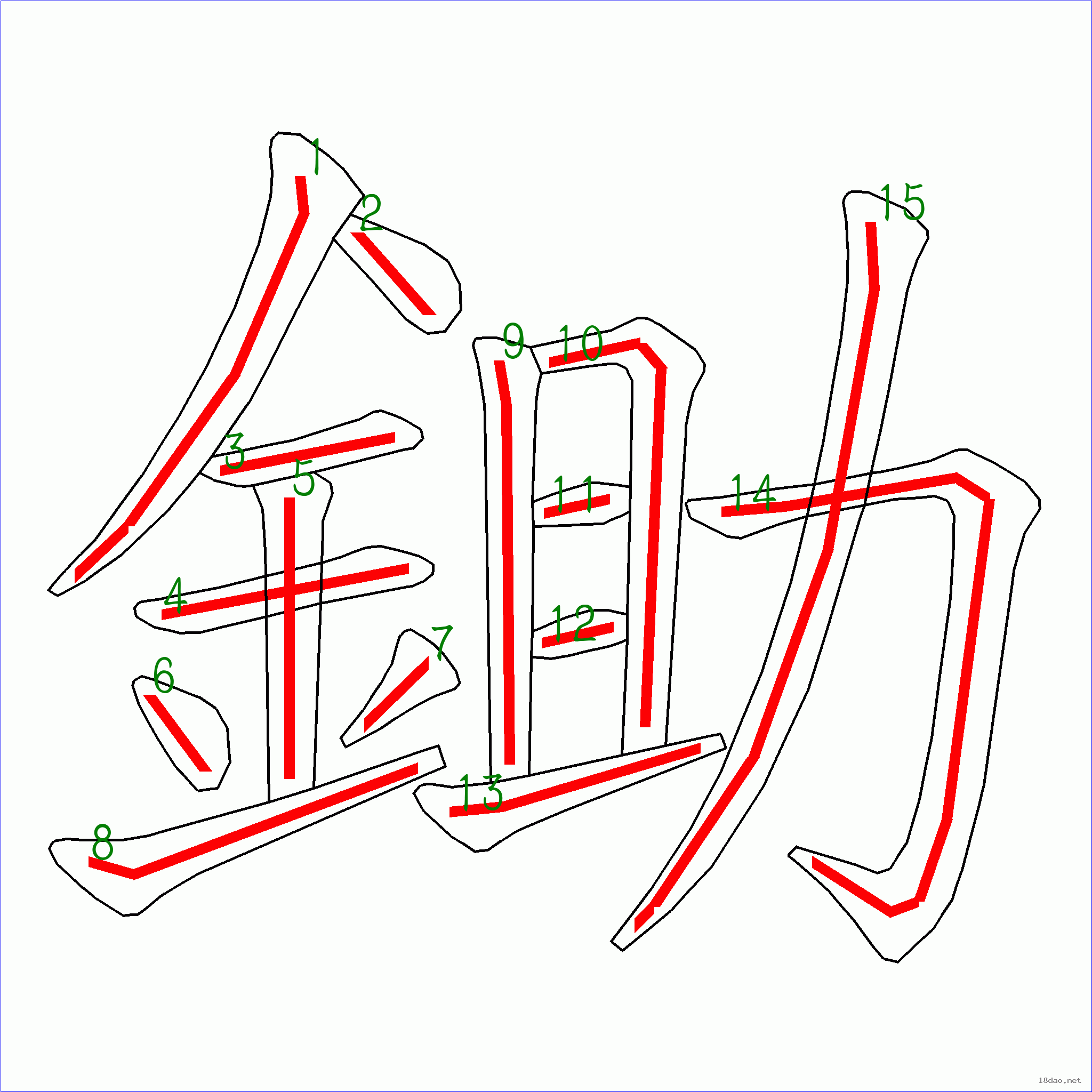 国字锄的笔顺15画