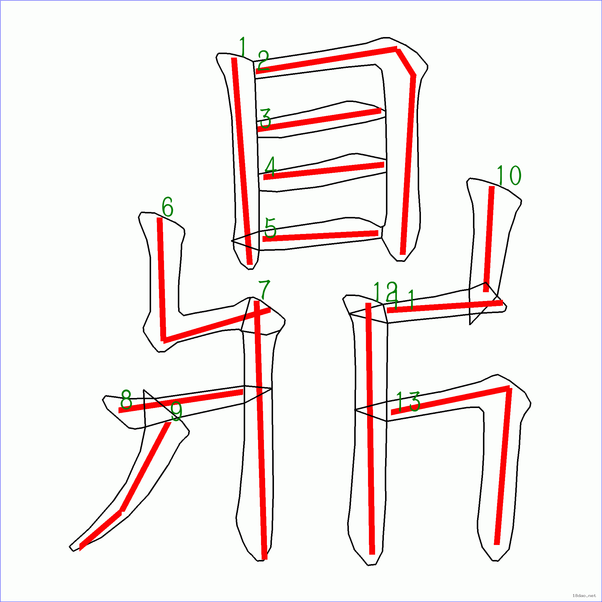 笔画数:13汉字 鼎 笔画数 13 笔顺图片 笔顺原始矢量图 1 2 3 4