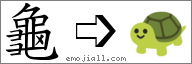 Emoji: 🐢, Text: 龜